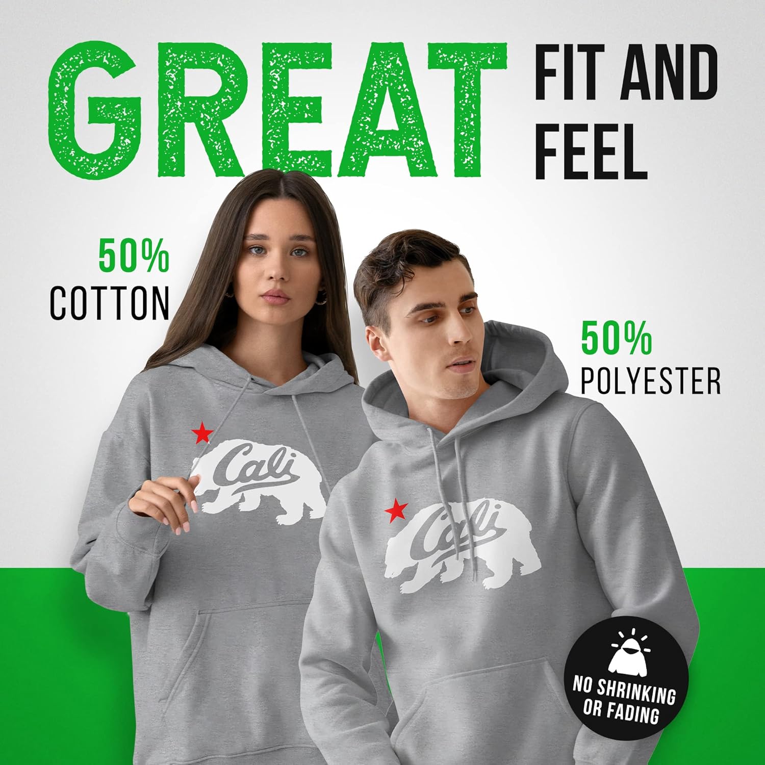 White Cali Bear Design Popular California Unisex Pullover Hoodie Sweatshirt - Image 3