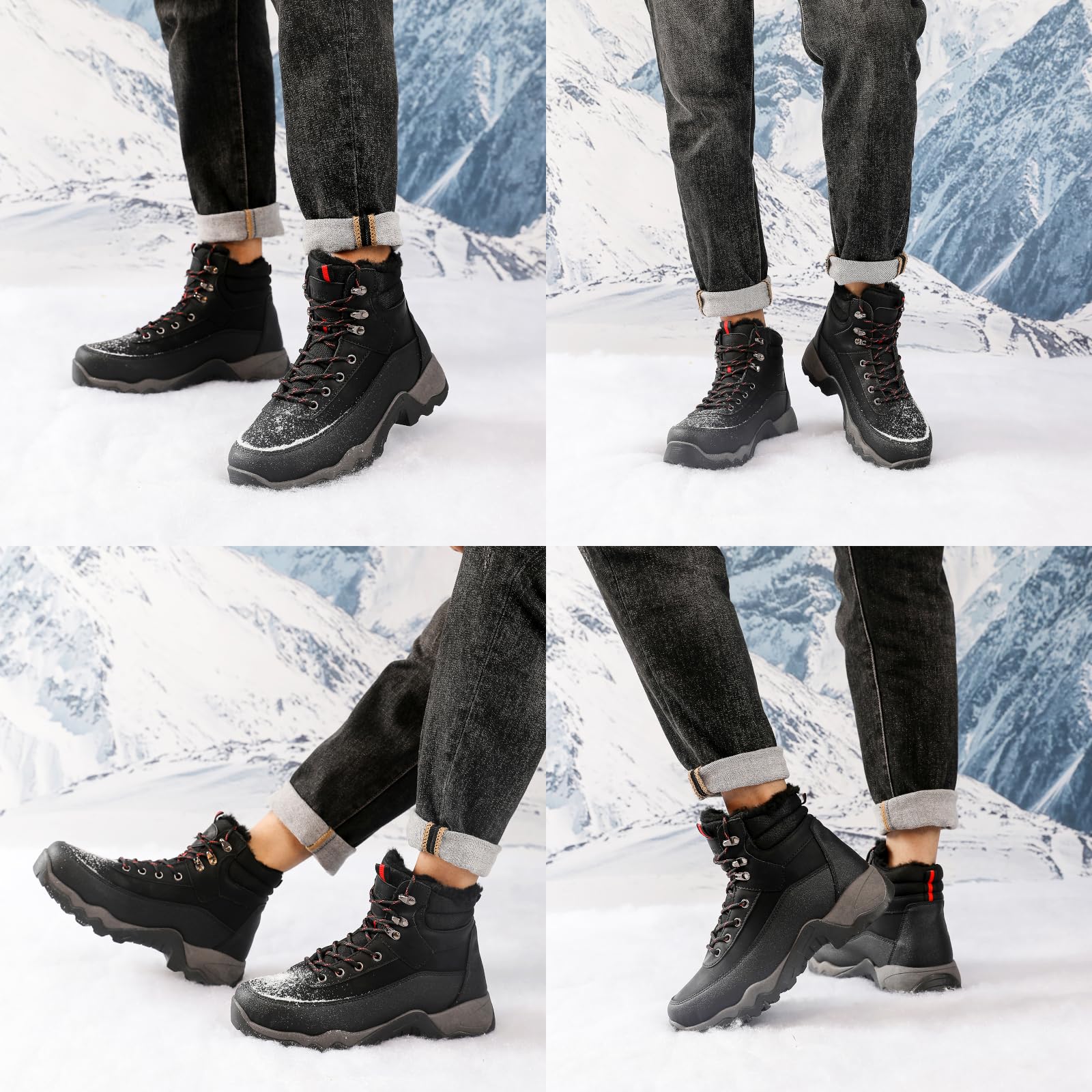 Stivali da Neve Uomo Classici Antiscivolo, Stivali da Invernal Impermeabili Foder Caldo Imbottiti, Scarpe da Neve Calde Comode Pelliccia Alti