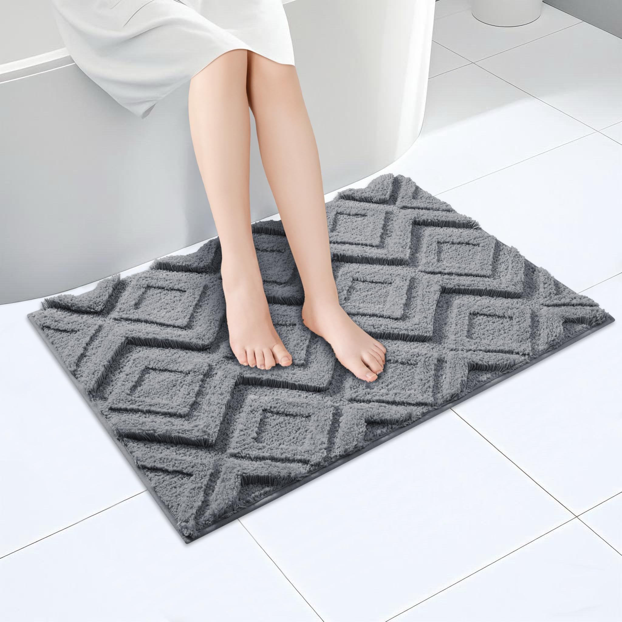 Leaintexbazh Bath Mat & Bathroom-Rugs 36x24, Ultra Soft Machine Washable Microfiber Bath Mat, Absorbent Quick Dry Non Slip Rug for Bathroom Floor, Tub