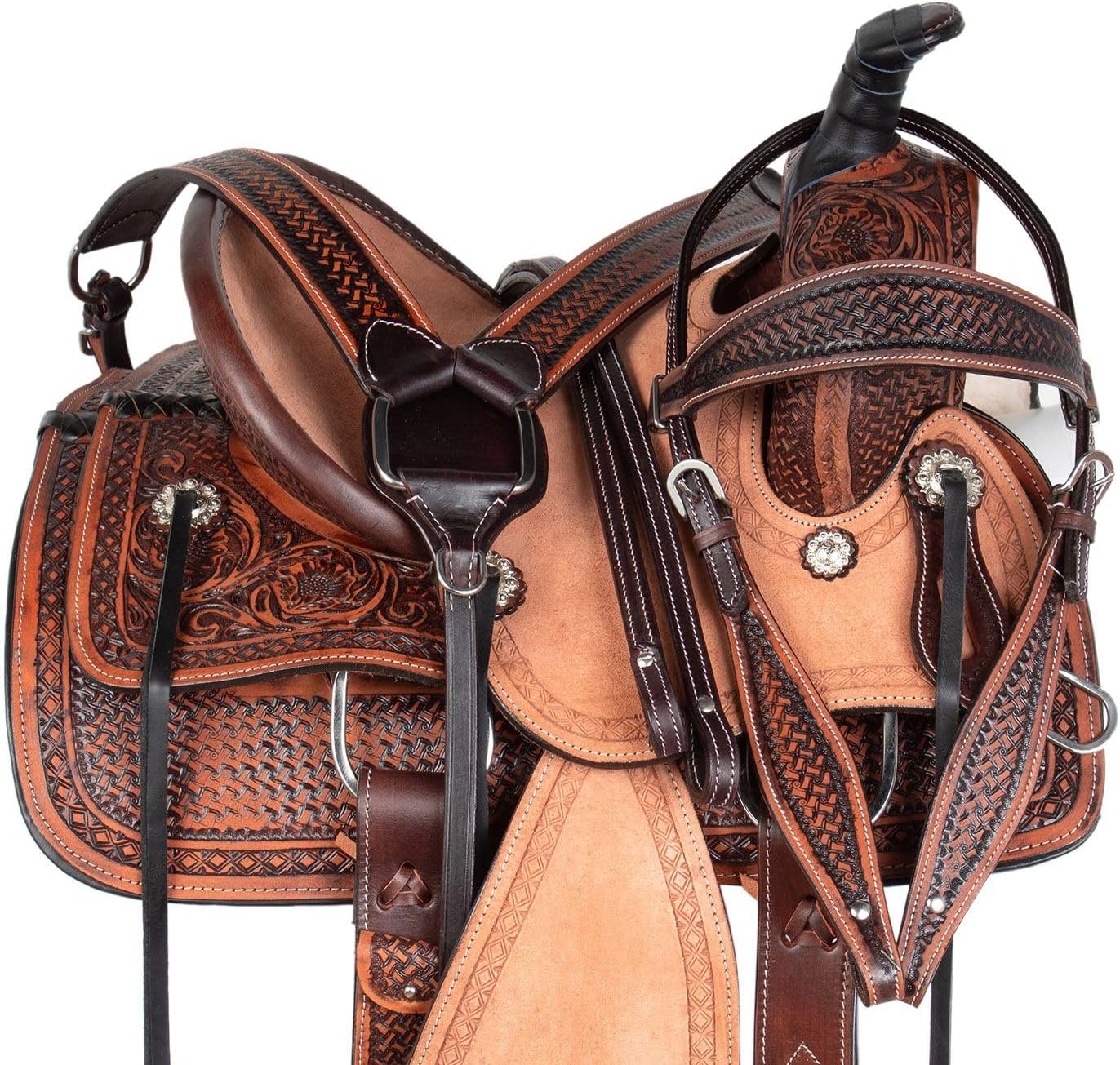 Beau sac de selle Western Horse en cuir fabriqué sur du cuir