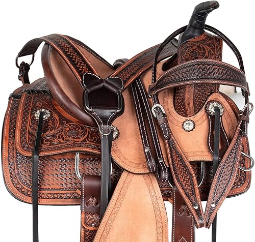 Acerugs 10 pulgadas 12 pulgadas 13 pulgadas y 14 pulgadas para niños Western Saddle TACK Caballo o Pony Tamaño Barril Racer Show Trail Riding Cuero