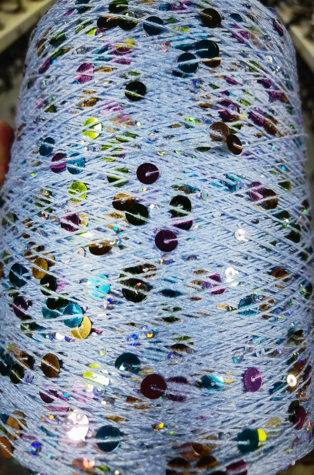 Włóczka szydełkowa, Przędza bawełniana z cekinami 50g wielokolorowa 6mm 3mm do robienia na drutach i szydełkowania(3)