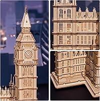 Vista 3 de ROBOTIME Rompecabezas 3D de madera para adultos, kit de construcción de modelos de bricolaje Big Ben TG507 y pagoda de cinco pisos TGN02