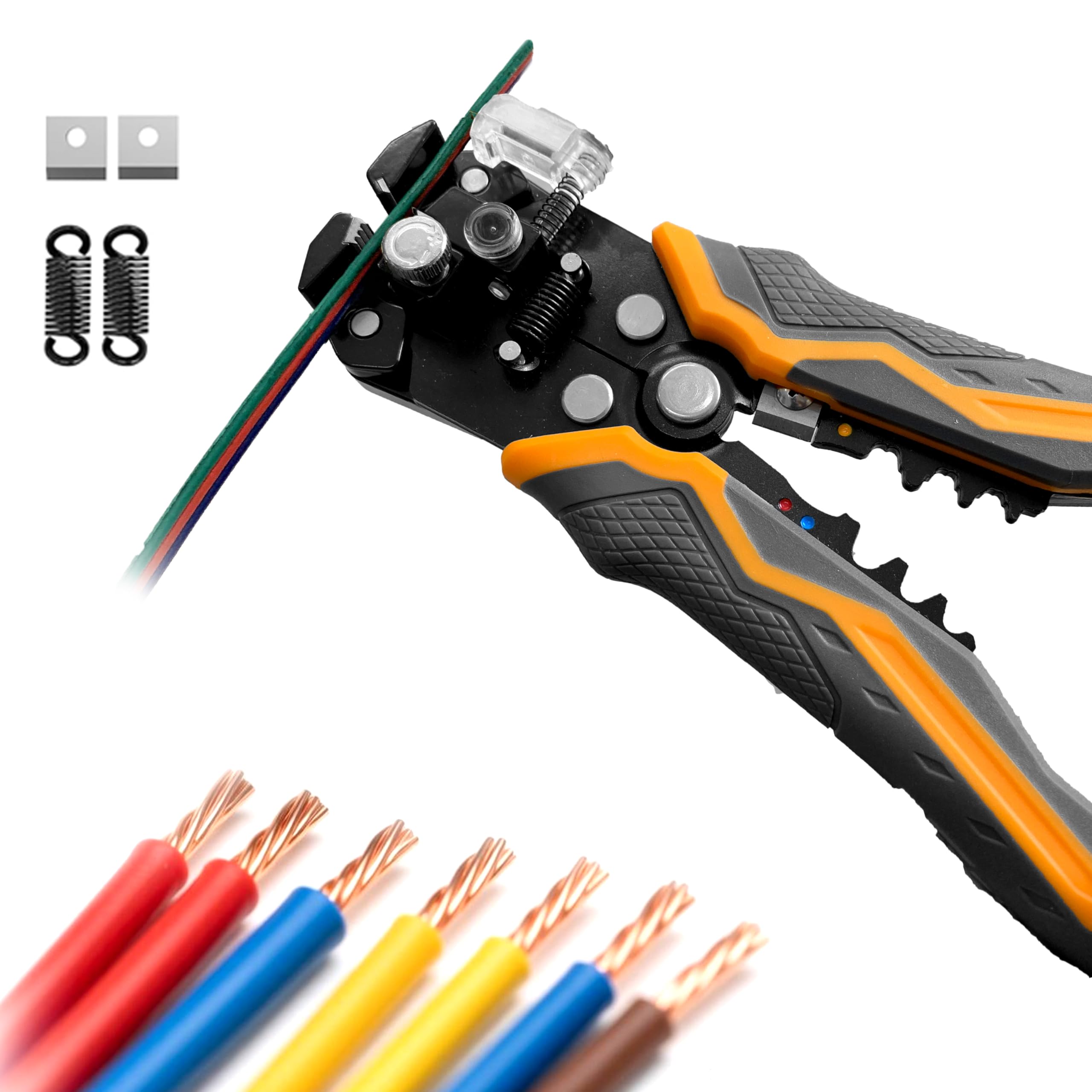 Herramienta pelacables de alta calidad de 8 pulgadas, cortador y crimpadora, pelado de 24-10 AWG, crimpado de 22-10 AWG, corta cables de cobre y aluminio, cuchillas de acero inoxidable reemplazables,