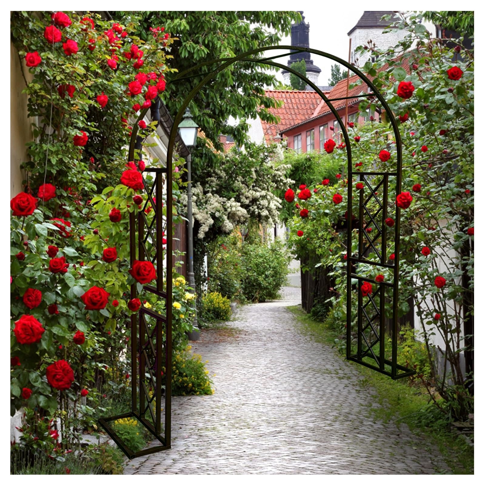 Arche de jardin en acier robuste avec treillis décoratif haut de gamme