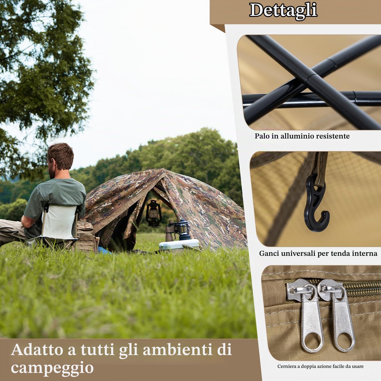 FREE SOLDIER Tenda da campeggio per esterni, ultraleggera, mimetica, campeggio all'aperto, tenda da pesca, facile da montare e trasportare, impermeabile
