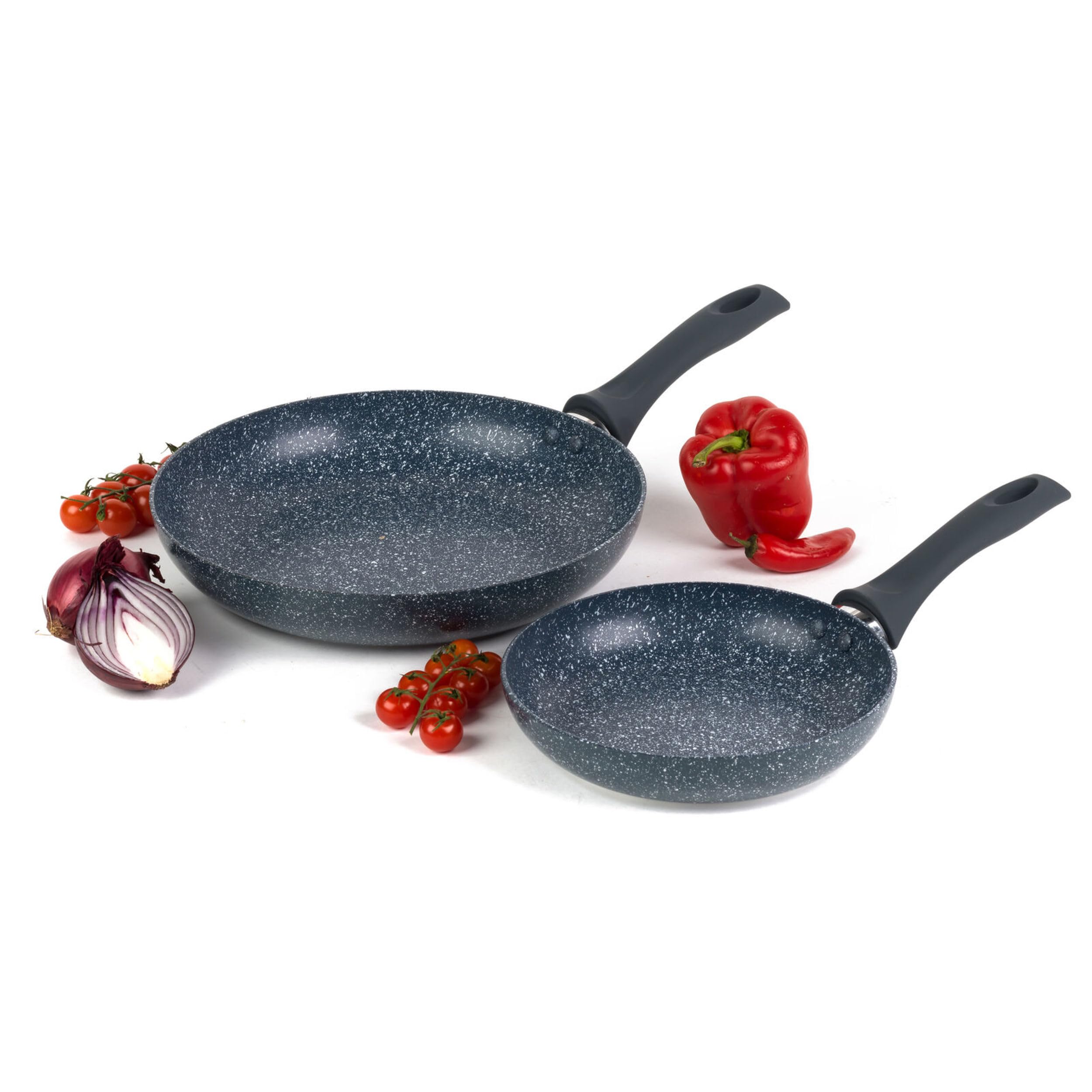 Russell Hobbs COMBO-5391 Nightfall Stone Frying Pan Set - Non-Stick 20/28 cm Egg/Omelette Pan, Durable Aluminium Cookware, Induction Hob Suitable, Soft Bakelite Handle, Easy to Clean Pancake Pan — image 1
