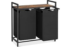 VASAGLE Rustic 2-Section Laundry Sorter for Effortless Laundry