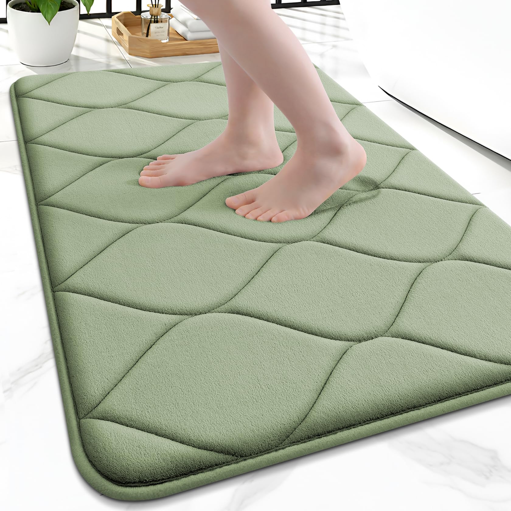 Smiry Memory Foam Bath Mat 24x16, Ultra Soft Absorbent Bathroom Rugs