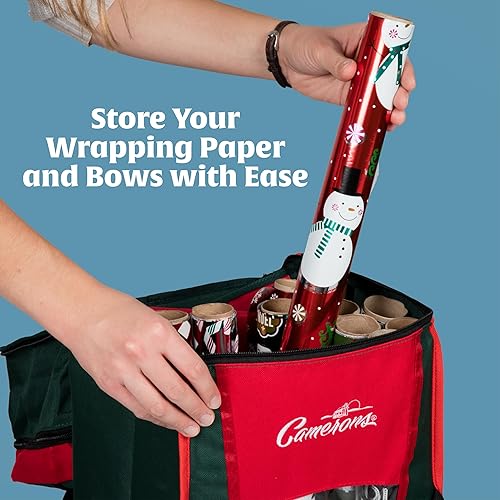 Miniatura 3 de Bolsa de almacenamiento de materiales para envolver regalos navideños, papel y adornos, de tela resistente, varios compartimentos, capacidad XL, con