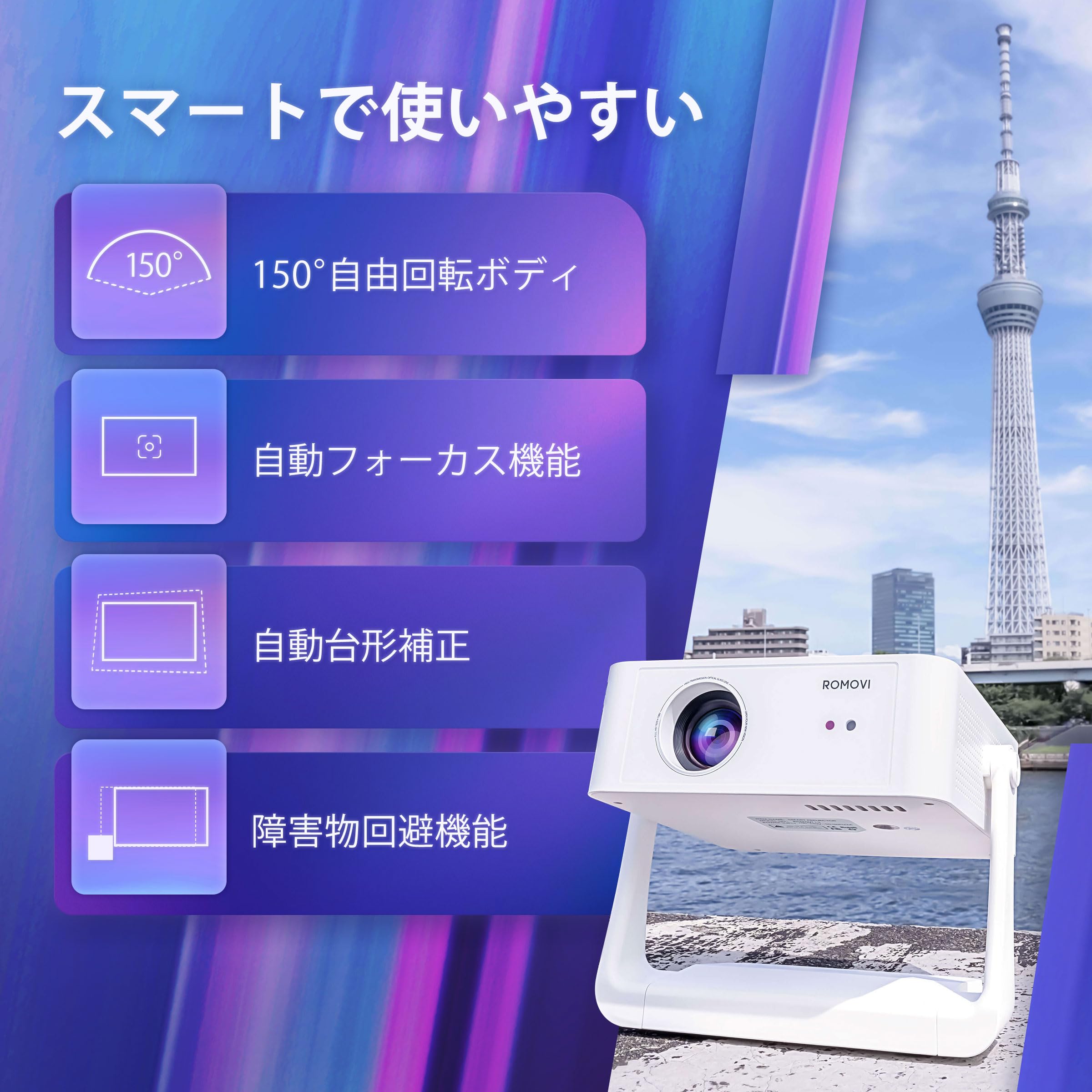 Amazon.co.jp: プロジェクター、正規Netflix対応、 ROMOVI L3 家庭用