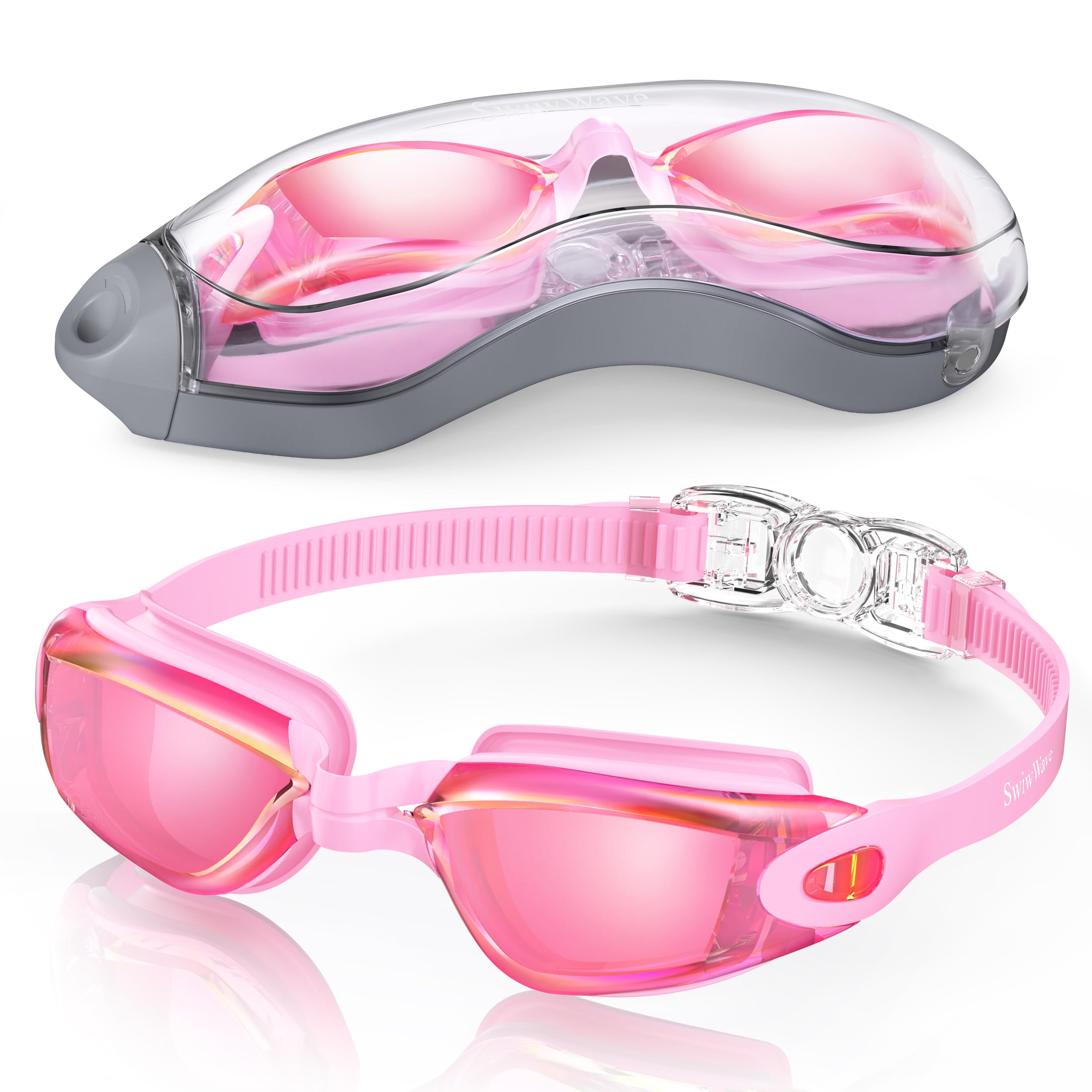 SwiwWave Swimming Goggles for Adult Youth, No Leaking with Storage Case