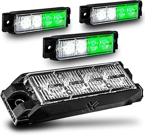 Miniatura 9 de NanoFlare 5.25" 6W Verde ámbar LED intermitente cabeza de luz estroboscópica clase SAE 1 72 modos de flash múltiples unidades sincronizables Montaje