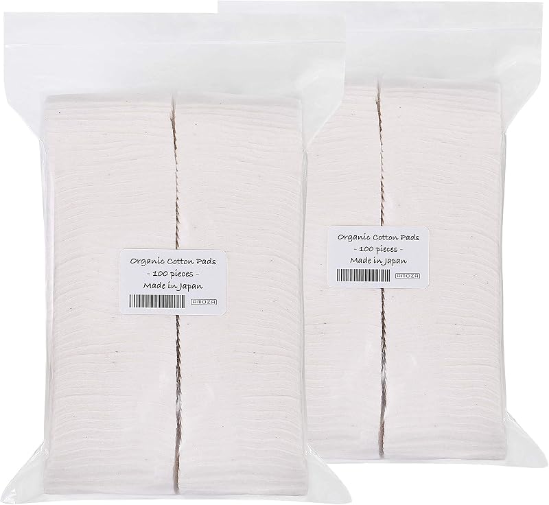 Discos de algodão orgânico japonês AMOZA sem branqueamento, 100 unidades, 50 x 60 mm, Pacote com 2