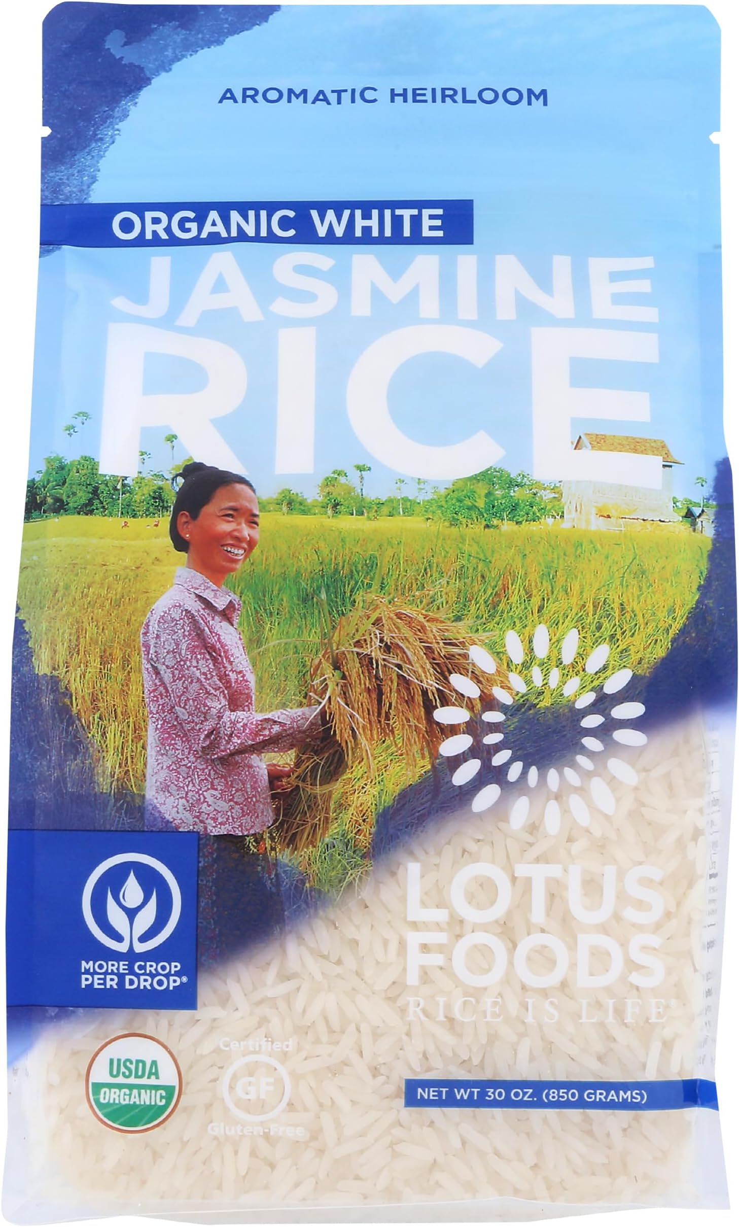 LOTUS FOODS Organic White Jasmine Rice, 30 OZ