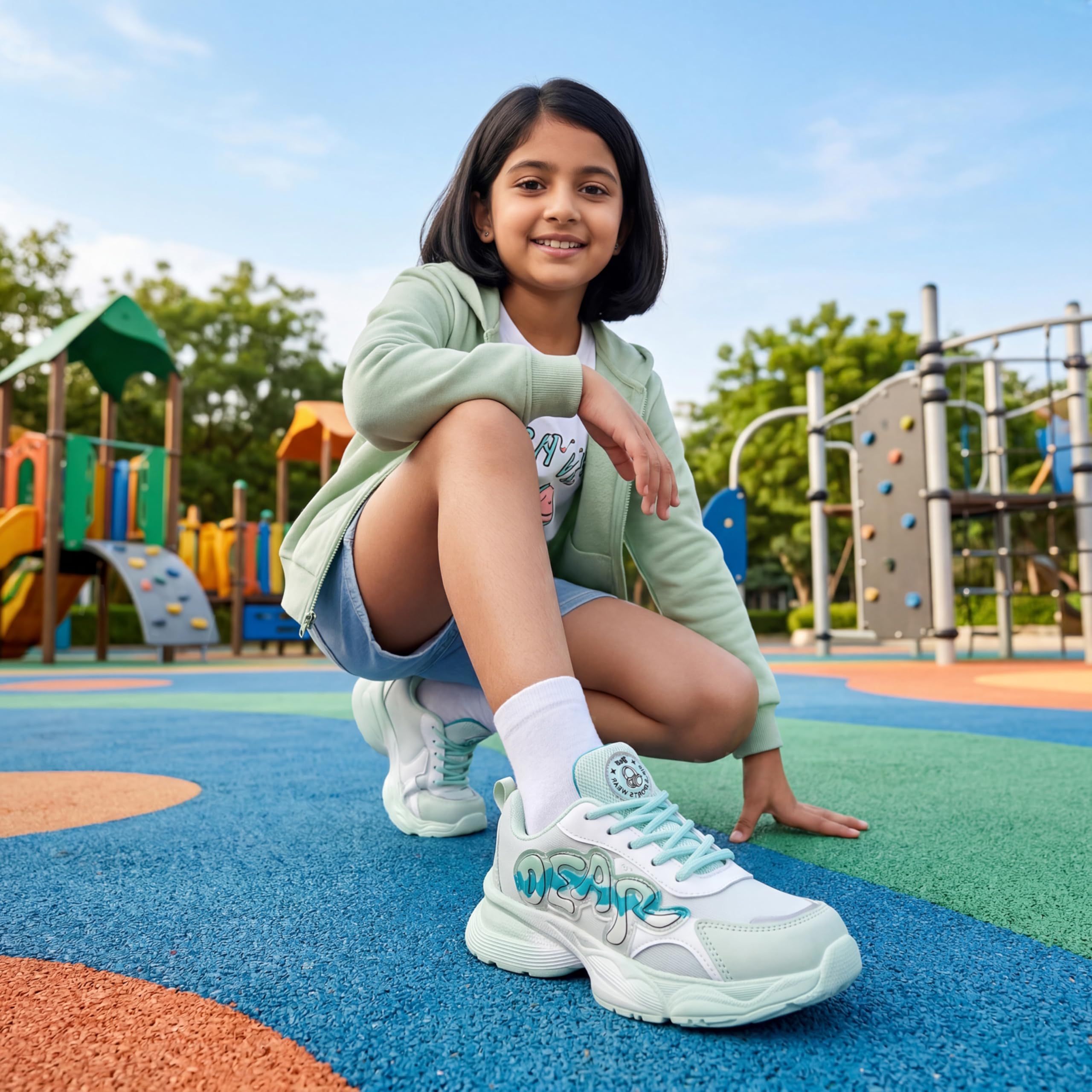 G&D Dear Unisex Kids Shoes Soft Sole | Memory Foam with EVA Sole | Synthetic Upper Breathable, Lightweight | Comfortable & Durable Stylish Indoor & Outdoor | Sports Shoes Mint 2