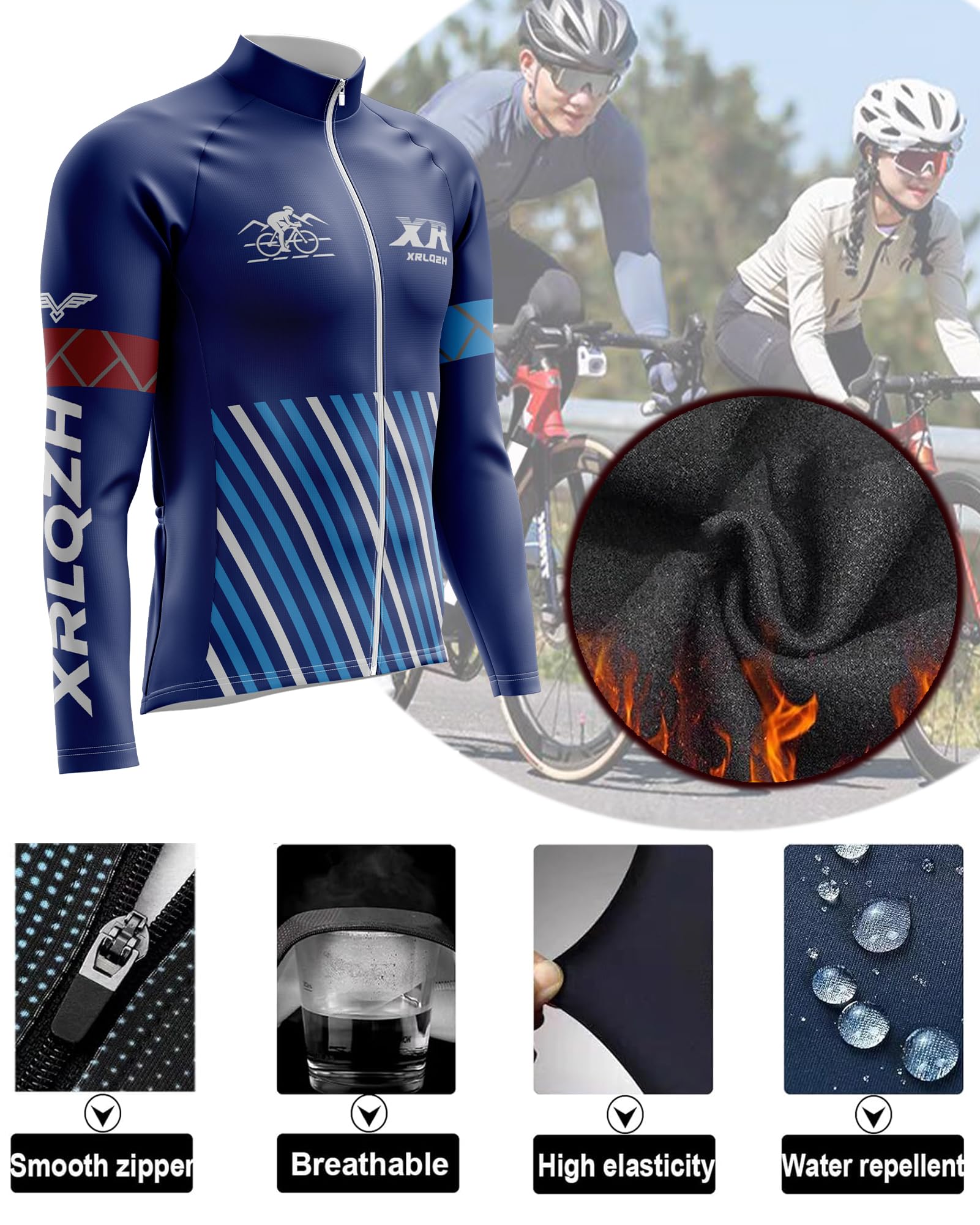 Męski strój rowerowy, sprzęt rowerowy na zimną pogodę, zimowy długi rękaw, koszulka kolarska, zestaw dla mężczyzn, ciepłe ubrania rowerowe, 9D wyściełany śliniak obcisły termiczny