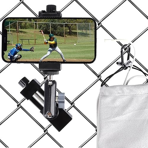 Soporte de valla de teléfono celular para iPhone, GoPro, Insta360 y otras cámaras de acción, Mevo Start para grabación de béisbol, softbol, tenis,