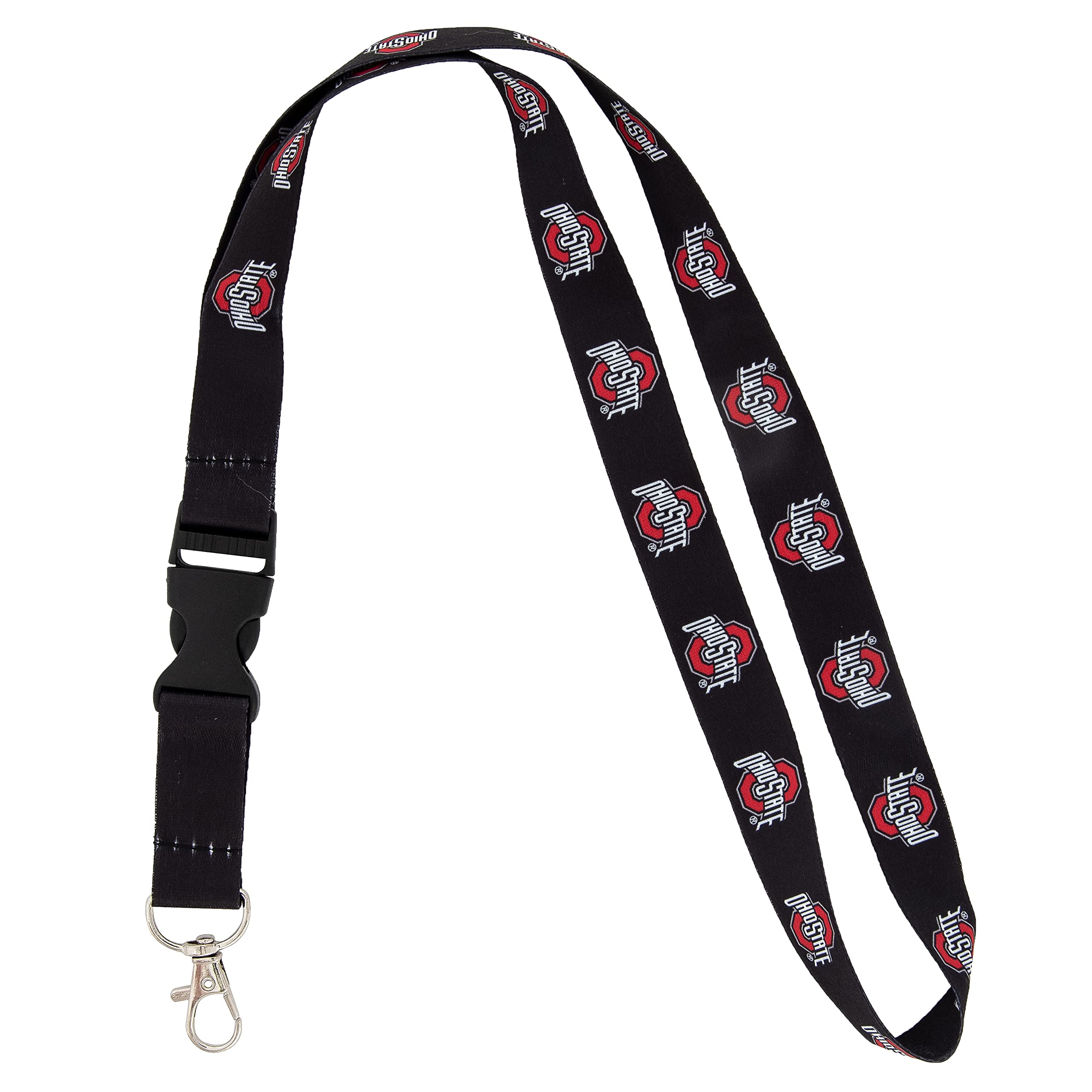 Desert Cactus Ohio State University Lanyard Buckeyes OSU Car Keys ID Badge Holder Keychain Detachable Breakaway Snap Buckle (Black - Repeating Ohio