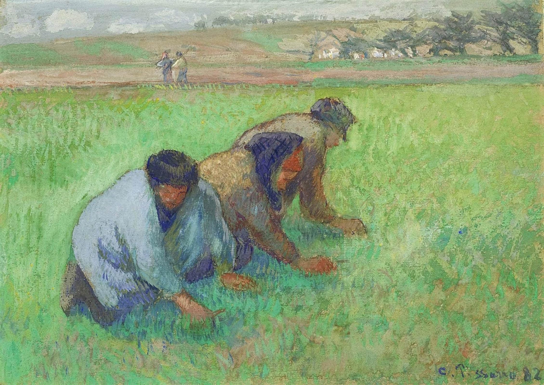 POSTERIIk Vintage Print Pop Art Landscape Artwork Les Sarcleurs by Camille Jacob Pissarro Art Prints for Office Home Decor 60x90cm
