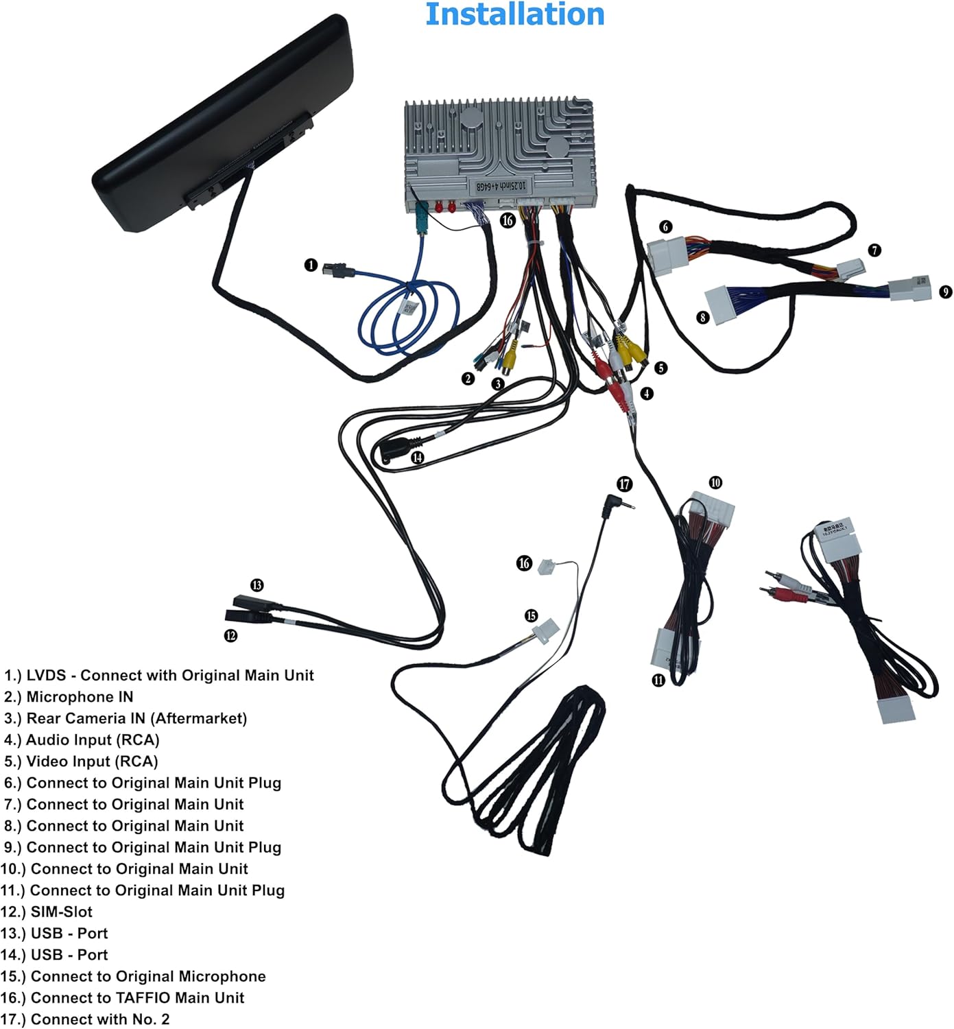 Taffio CH7102-F6A Android Car Radio Installation Diagram