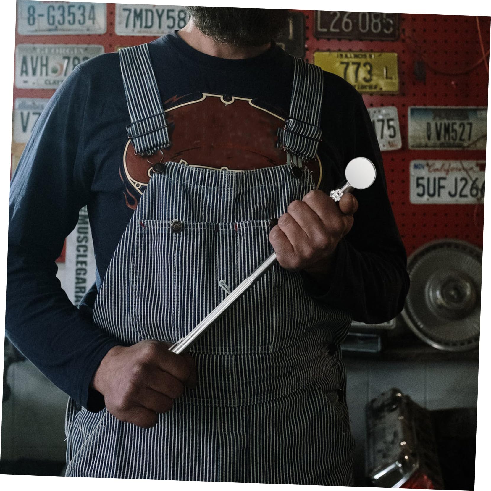 HOMOCONO 2pcs Detector Round and Square Mirror Circle Mirrors Round Mirror Handheld Mirrors Vehicle Inspection Tool Flexible Mirror Small Inspection Mirror Auto Car Stainless Steel Silver