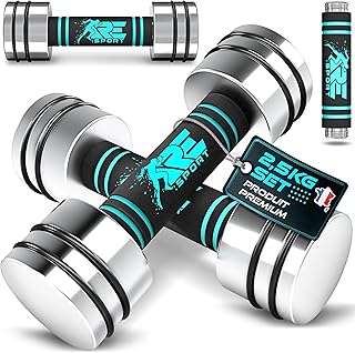 RE:SPORT Dumbbells Set of 2 Solid Steel Dumbbells 2.5/5/7.5/10 kg | Dumbbells with Weights and Foam Handle | Dumbbells for…