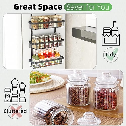 Miniatura 7 de Warome Estante magnético para especias para refrigerador, organizador de 4 niveles con imanes fuertes, dispositivo de almacenamiento de cocina con