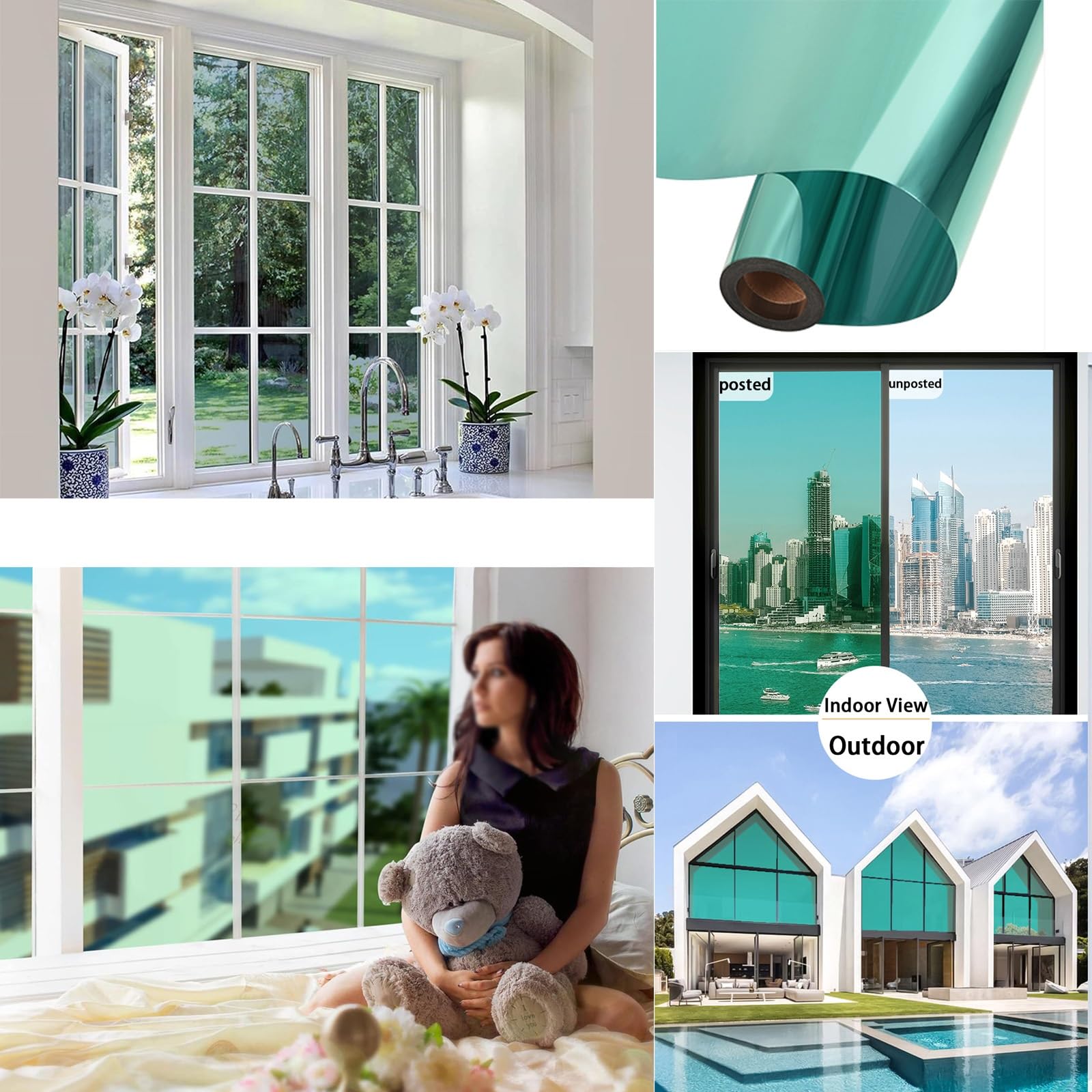 HJXGQJM Spiegelfolie Selbsthaftend Sonnenschutzfolie Fenster Innen/außen Sichtschutz UV-Schutz Fensterfolie Reflektierende Rückstandslose Für Büro Und Haus(100x200cm(39x79in))