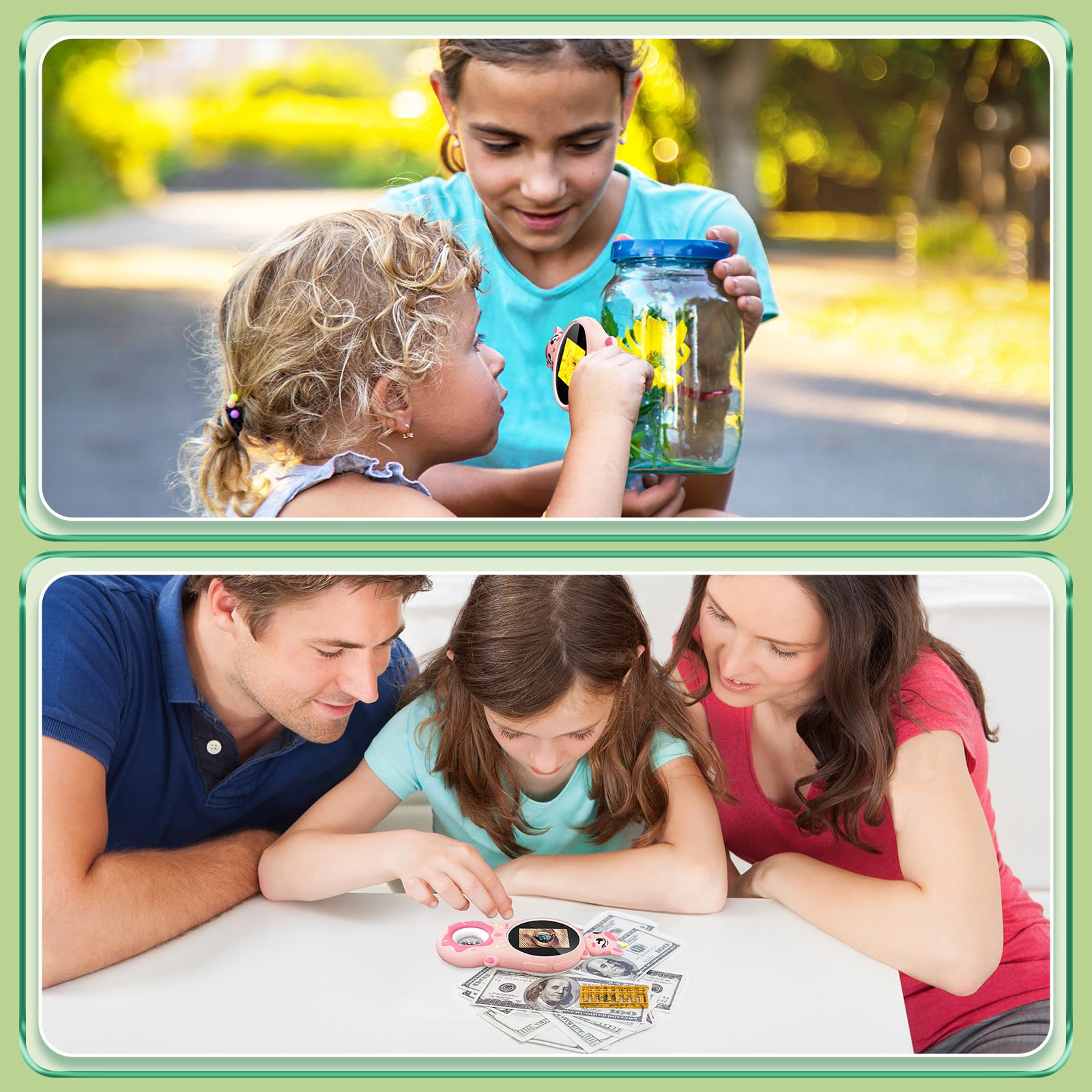 500x Microscopio per bambini digitale portatile - Mini lente di ingrandimento tascabile Miniscopio ottico scientifico educativo per ragazze, ragazzi, laboratorio di studio 5-7 8-12 adolescenti Regalo