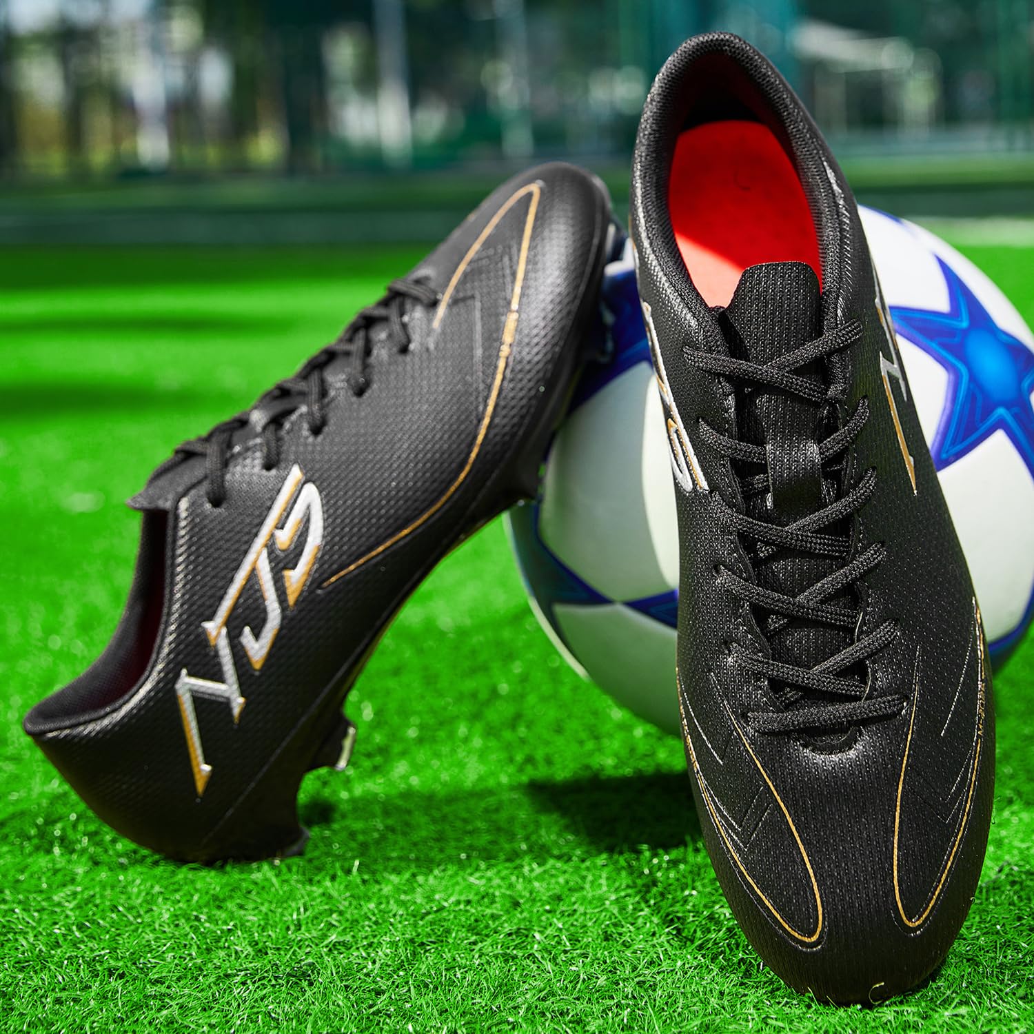 Chaussures de Football Homme Spike Crampons Adolescents Professionnel Antidérapant Chaussures de Foot Adultes Athlétisme Entrainement Chaussures de Sport