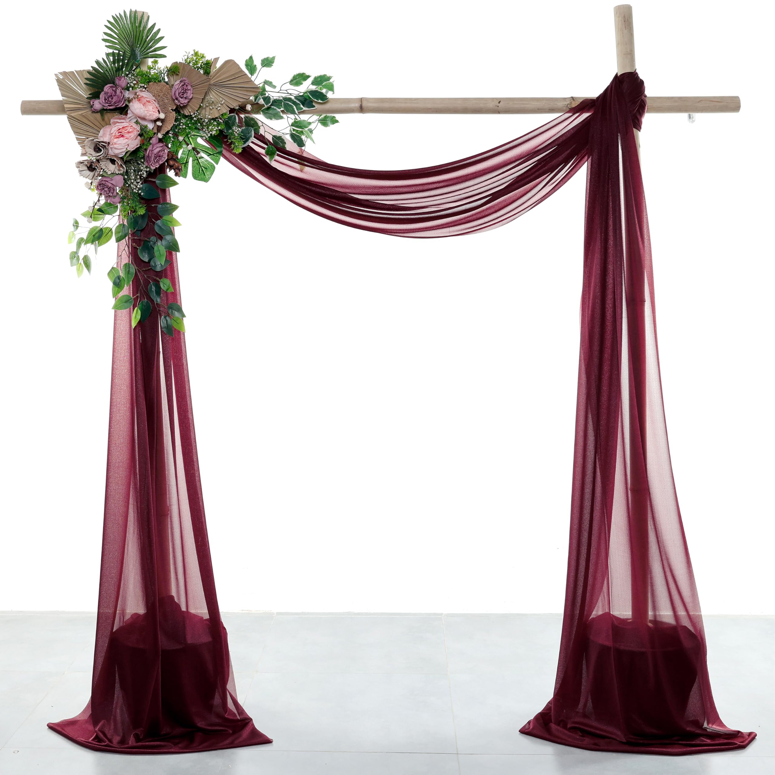 VDS Pack of 1 Panel (30 Inch X 100 Feet) Wedding Arch Draping Fabric Sheer Chiffon Fabric Drapery for Wedding Ceremony Reception Swag Backdrop Canopy Chuppah ARBO Altars Decoration (Burgundy) — image 1