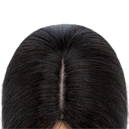 Miniatura 6 de S-noilite Toppers de cabello humano real para mujer, sin flequillo, #6, color marrón claro con clip, piezas de cabello de 10 pulgadas para mujeres