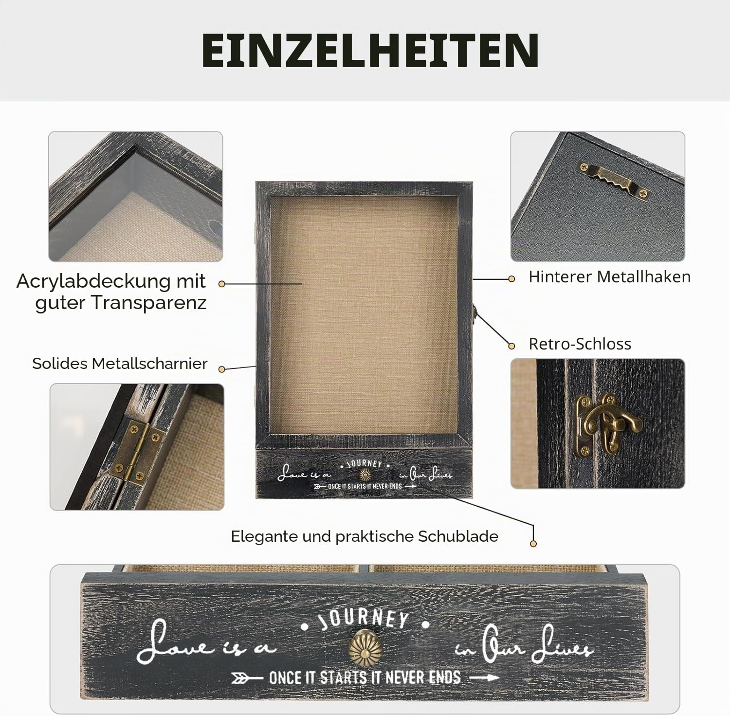 Große Schattenbox-Bilderrahmen, tiefe Schattenboxen, Vitrinen mit herausnehmbaren Regalen und Schubladen, 27,9 x 40,6 cm, Blumenstrauß, Medaillen, Fotos, Erinnerungsbox für Andenken, Schwarz
