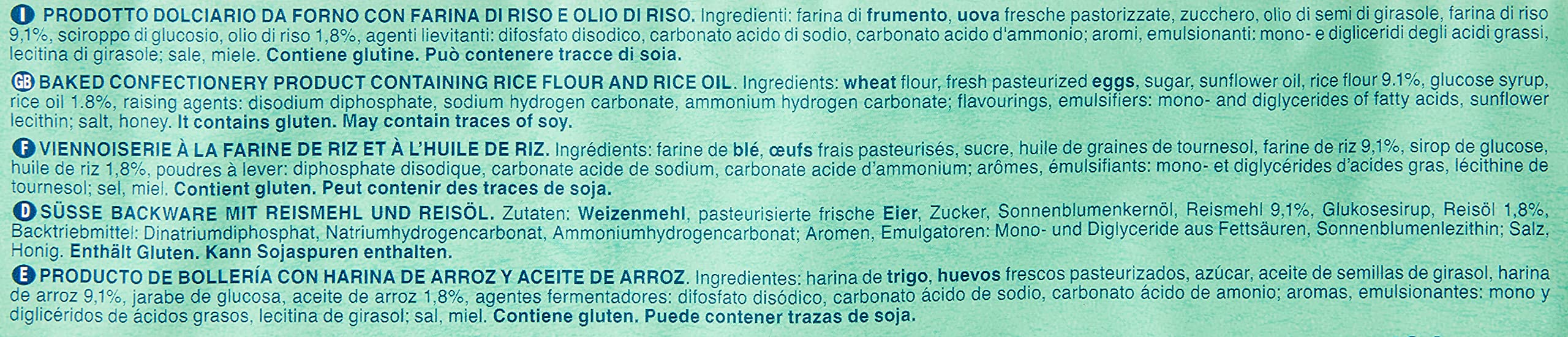 Riso Scotti PlumCake con Riso Senza Lattosio 190 g sin aceite de palma sin proteínas de leche