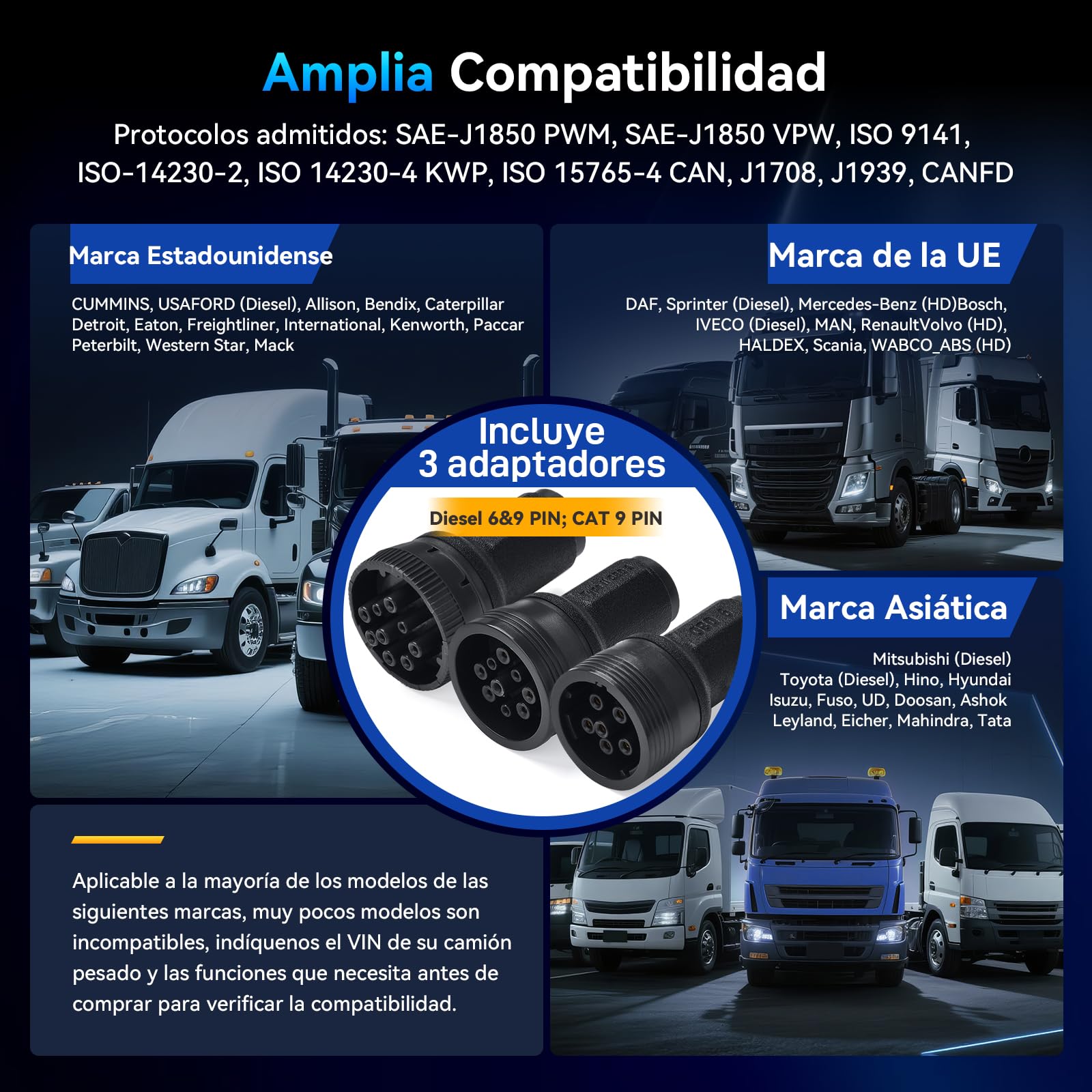 Máquina Diagnosis HD S700 para Camiones Pesados Sistema Completo Escáner, 8 Servicios, Diagnóstico para Cummins/Freightliner/Paccar/International/Mack/Hino/Isuzu Actualización de por Vida