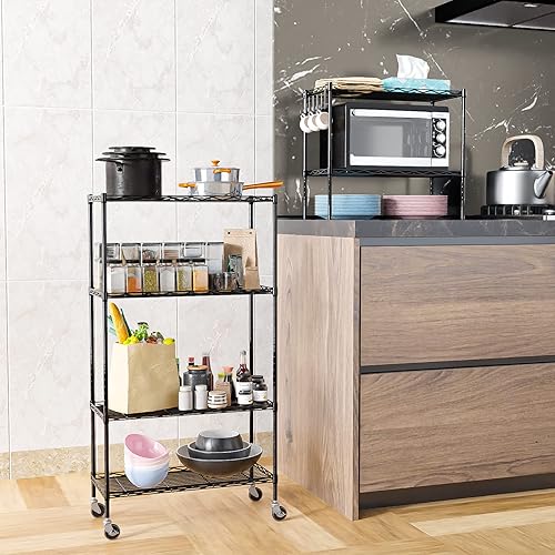 Miniatura 5 de Homdox Estantería de alambre de 6 niveles con ruedas, estantes de almacenamiento para garaje, cocina, sala de estar, estante de estantería