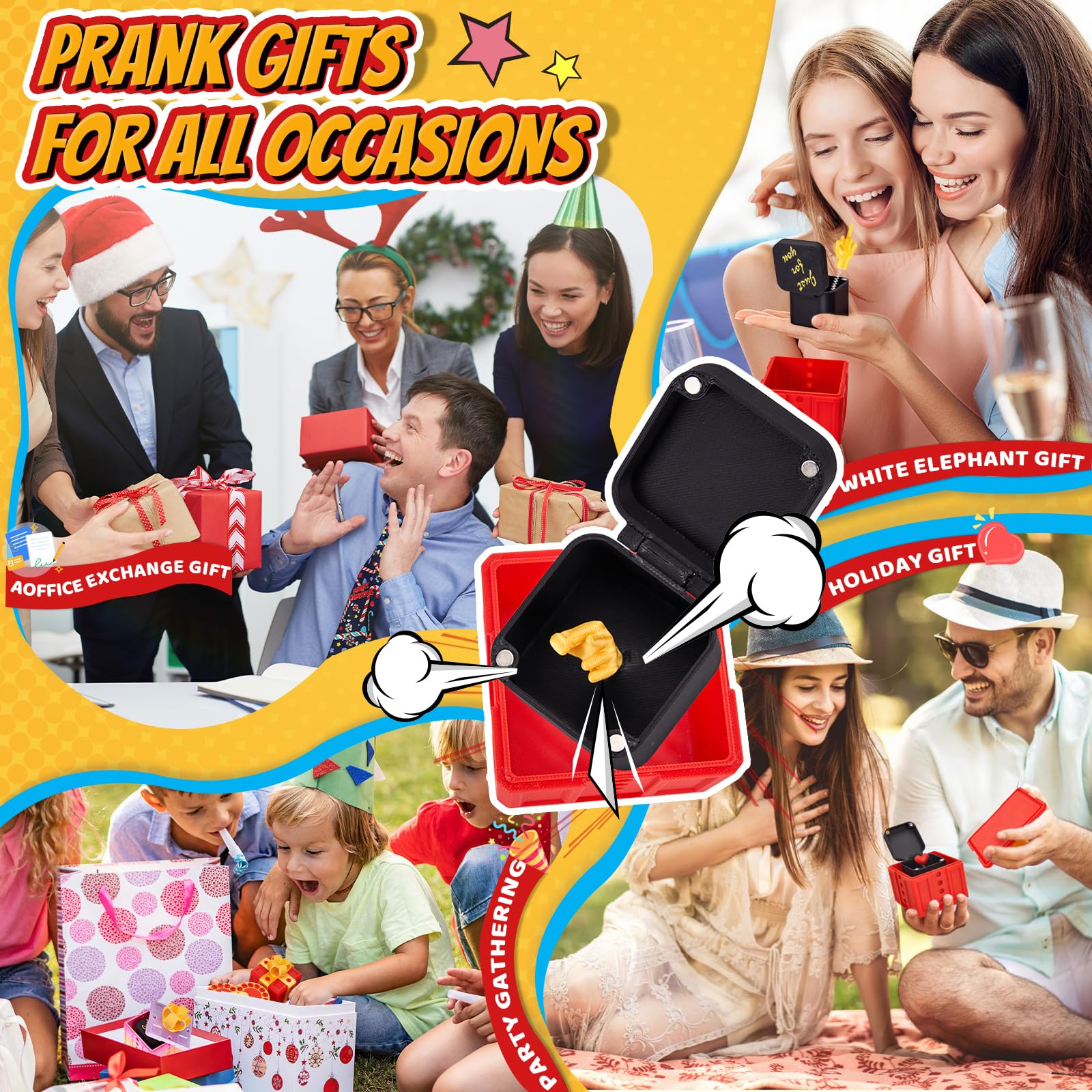 3.74 Inch Gotcha Box Prank with Surprise Finger, Annoying Gift Box with Finger,3D Printed Prank Gift Box with Screws & Pop Up Finger, La Puta Caja Broma Birthday Gifts for Friends Her/Him