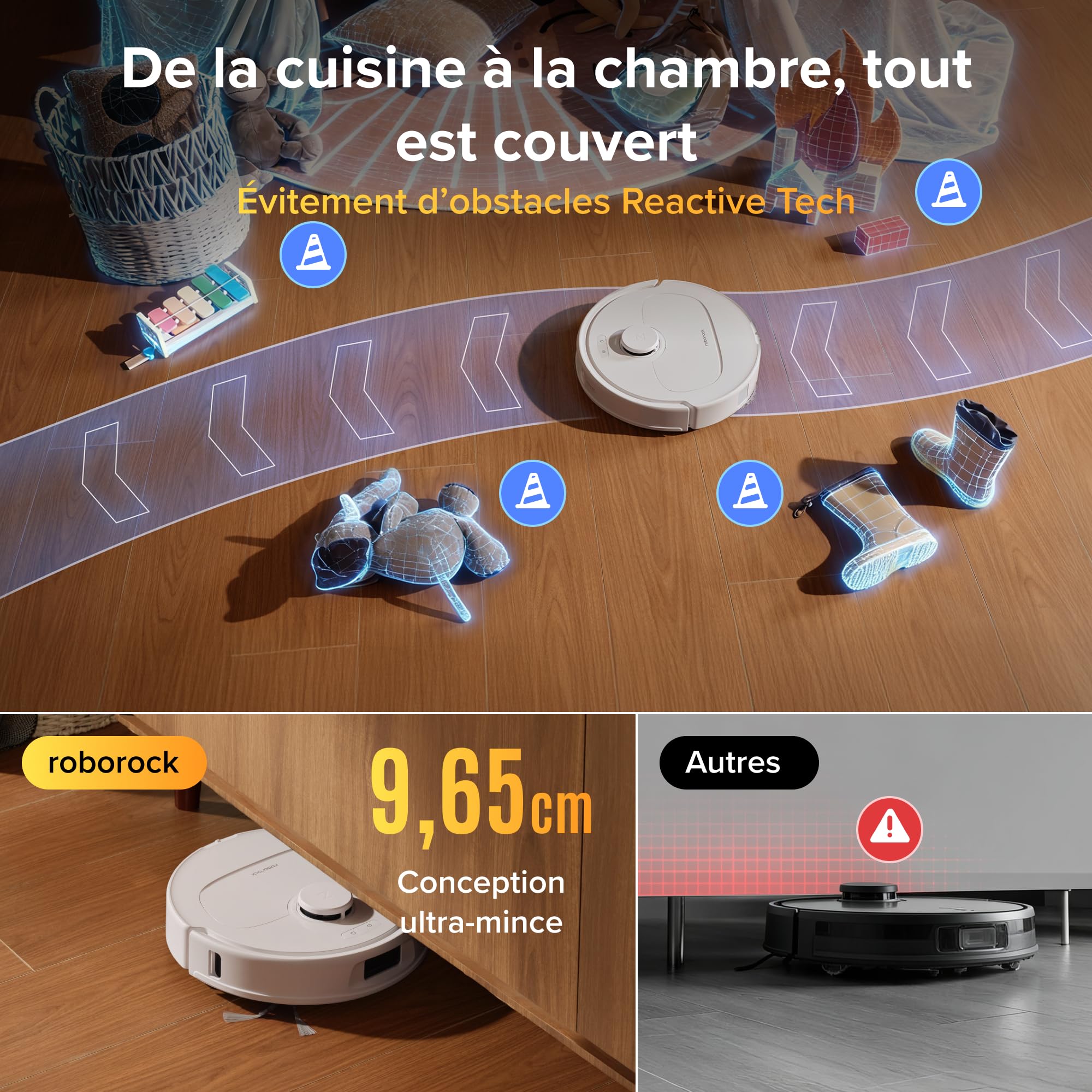 roborock Qrevo S Pro Robot Aspirateur Laveur 18500 Pa, Anti-enchevêtrements