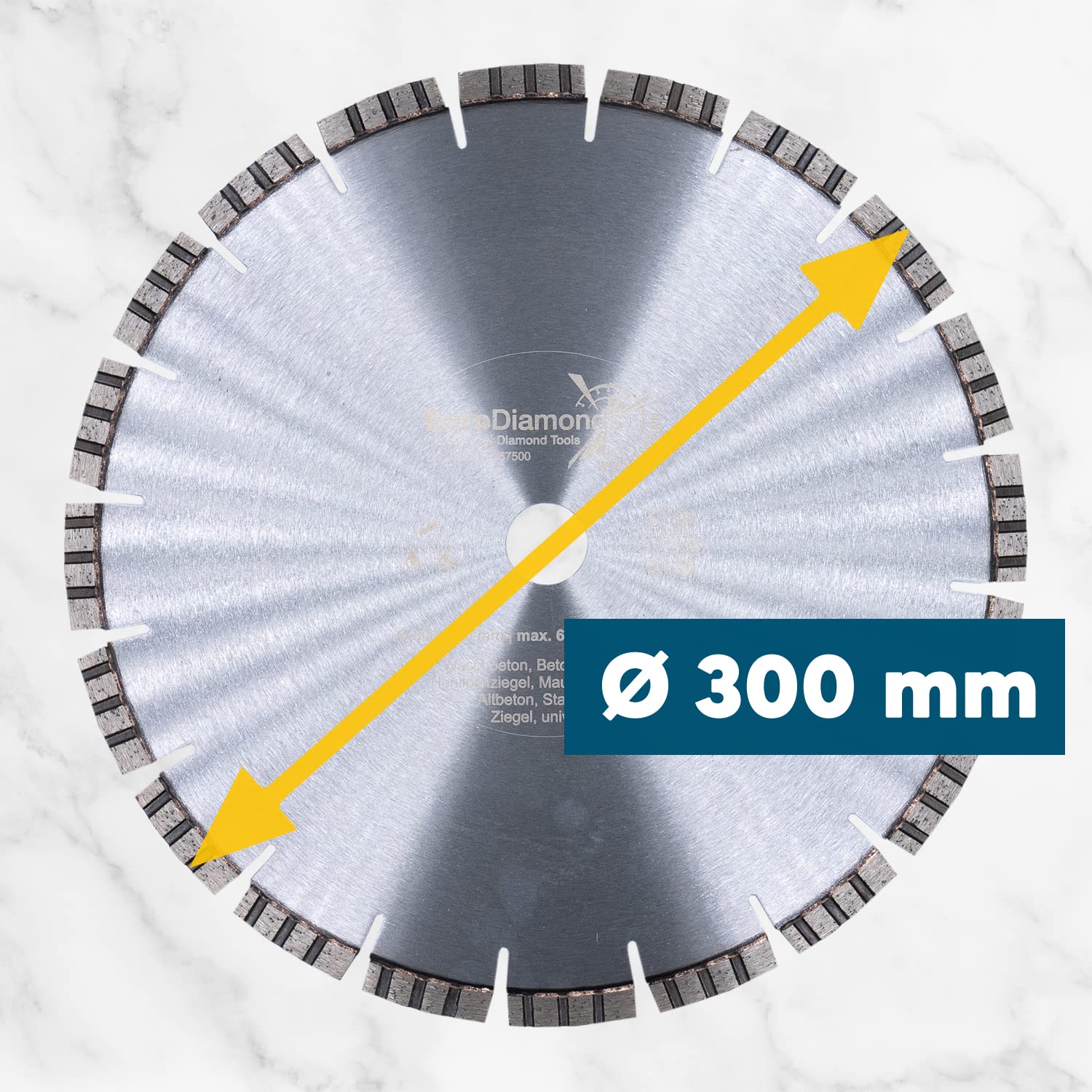 Diamentowa tarcza do cięcia betonu 300 mm x 20,0 mm Laser Universal szczególnie dobrze nadaje się do żelbetonu i betonu, diamentowa tarcza tnąca, bardzo spokojne zachowanie podczas cięcia, długa żywotność