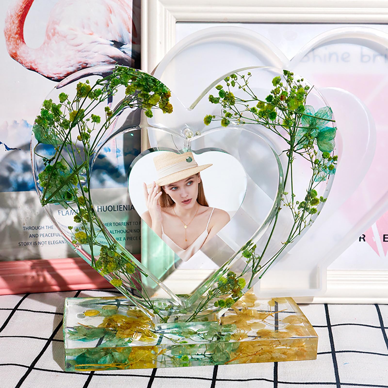 Amazon.co.jp: ハートフォトフレーム 樹脂型 写真立て UVレジン型 DIY