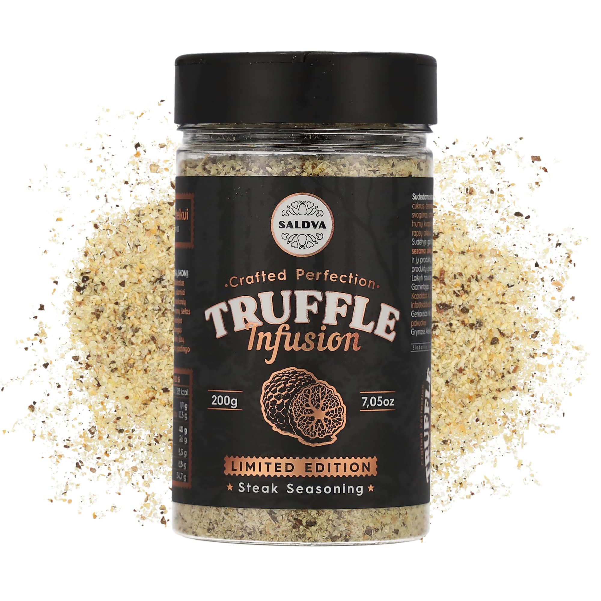 Assaisonnement premium à la truffe pour steak et barbecue – Édition limitée – Infusé à la truffe pour une saveur luxueuse – Mélange unique d'épices – Grand pot (200 g) - 1