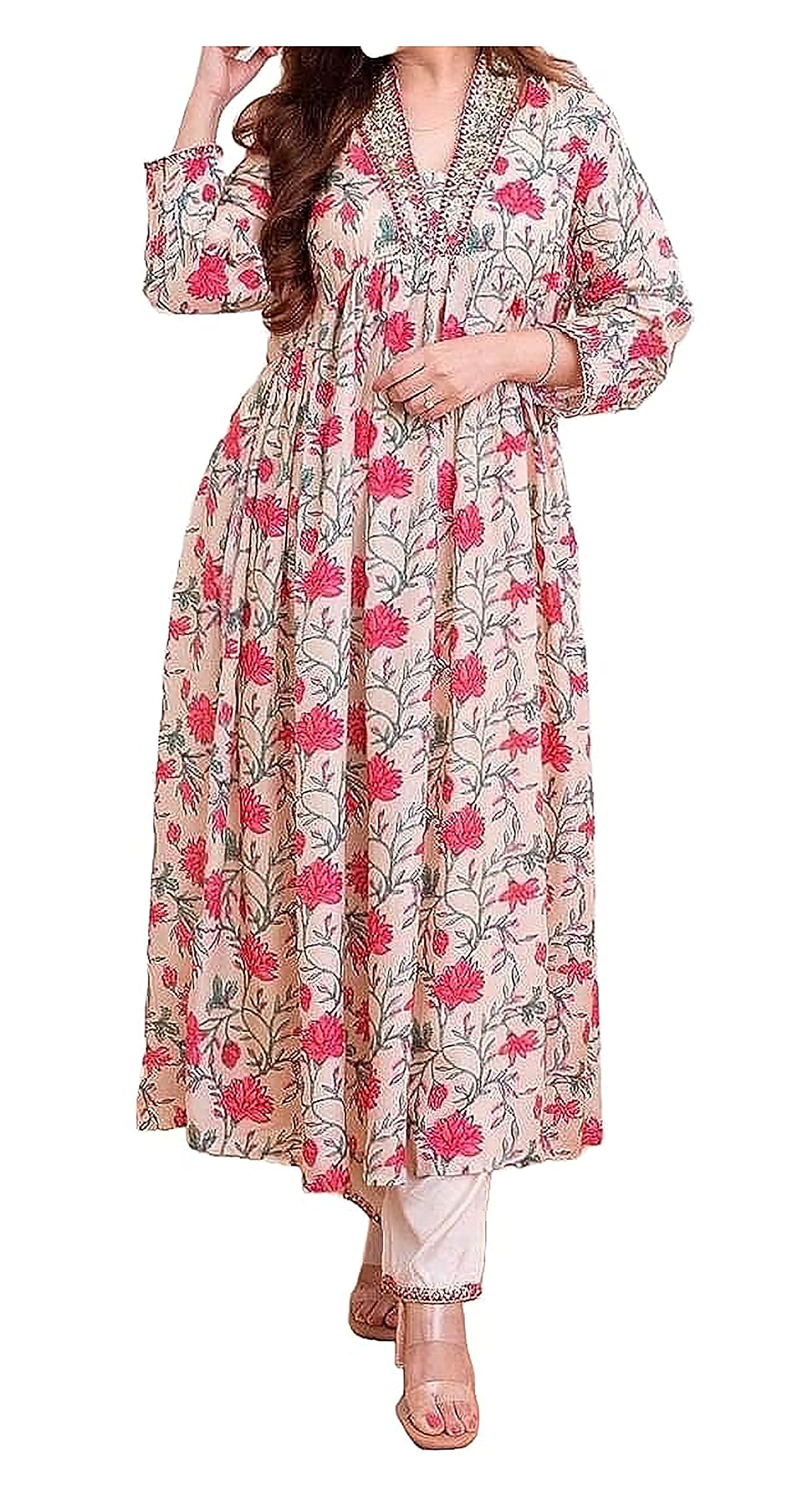 Rashmoni Creation & Hosiery Women's Rayon Printed Nayra Cut Straight Kurta Pant Set for Women, Women Printed Kurta Pant set for Momen (Multi)