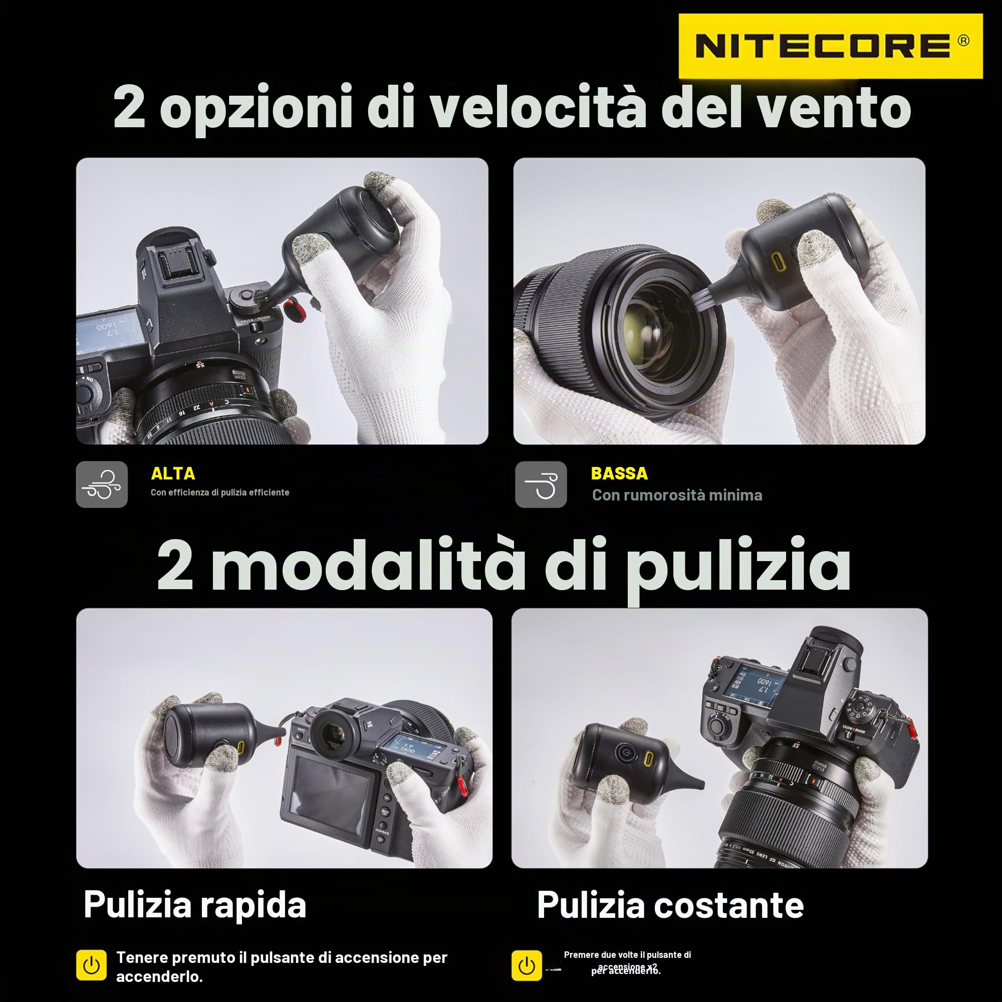 NITECORE BB Nano - Aeratore portatile versatile per fotografia elettronica, con kit di estensione NIA007, kit di pulizia migliorato NIA008, etichetta NITECORE