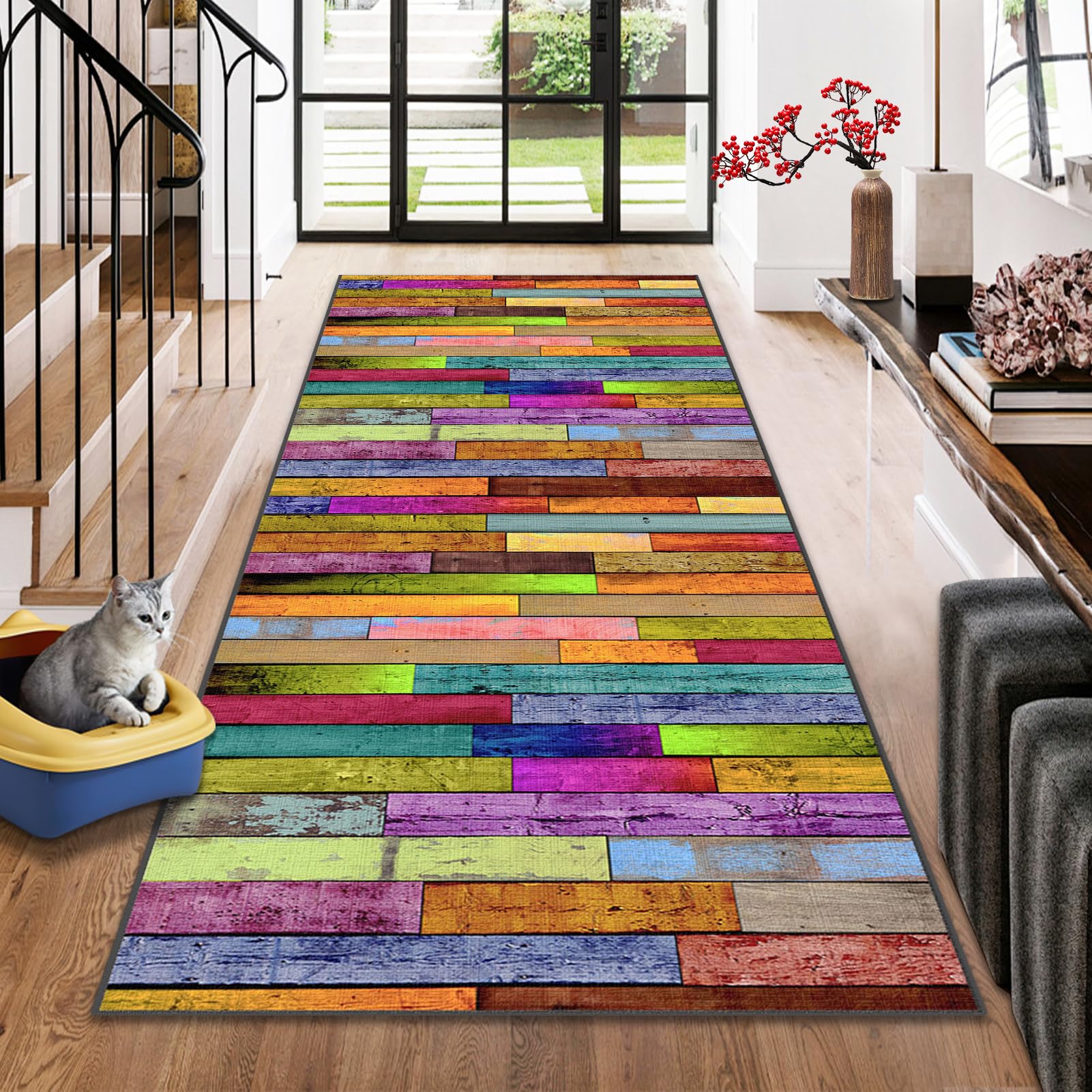 Carpet Runners for Hallways Non Slip Long Custom Kitchen Runner Mat large Machine Washable Kitch Carpets Protectors Floor Mats Hallway Hall Runner Narrow Rugs for Entryway Area Bedroom 80 x 150 cm
