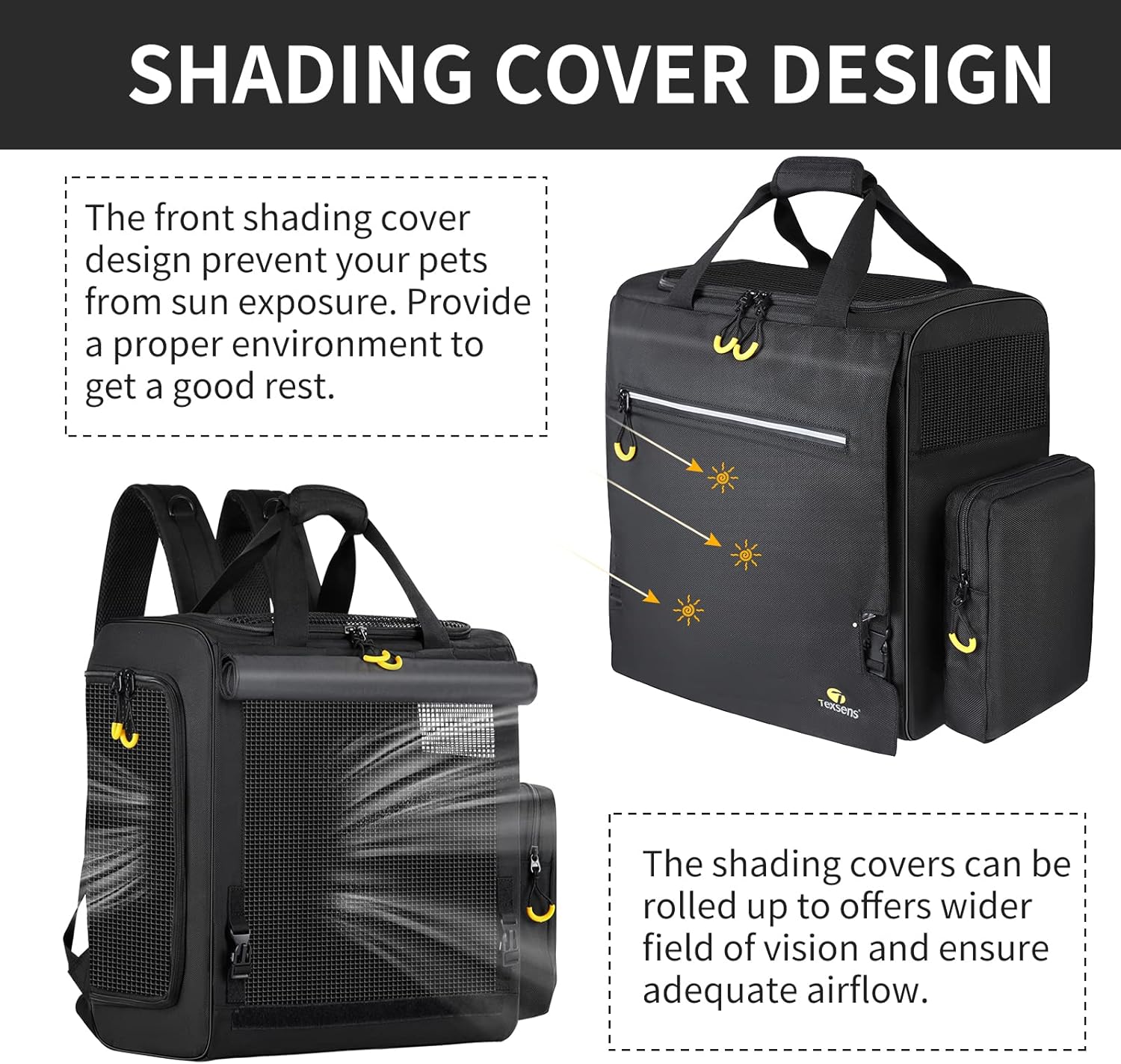 Texsens Pet Carrier Backpack- Extra Large Dog Backpack Carrier with Window Curtain for Medium Large Fat Cats Puppies Rabbits Up to 20 Lbs, Ventilated Design for Travel, Hiking, Outdoor (Grey)