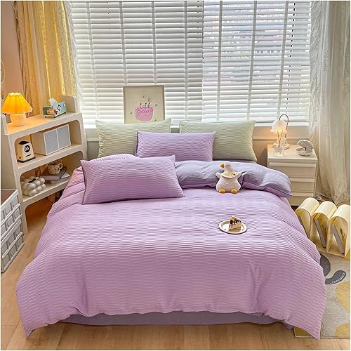 Bedding Set 4pcs Washed Duvet Cover Flat Sheet Pillowcase Home Linens Double Queen,Bed Sheets