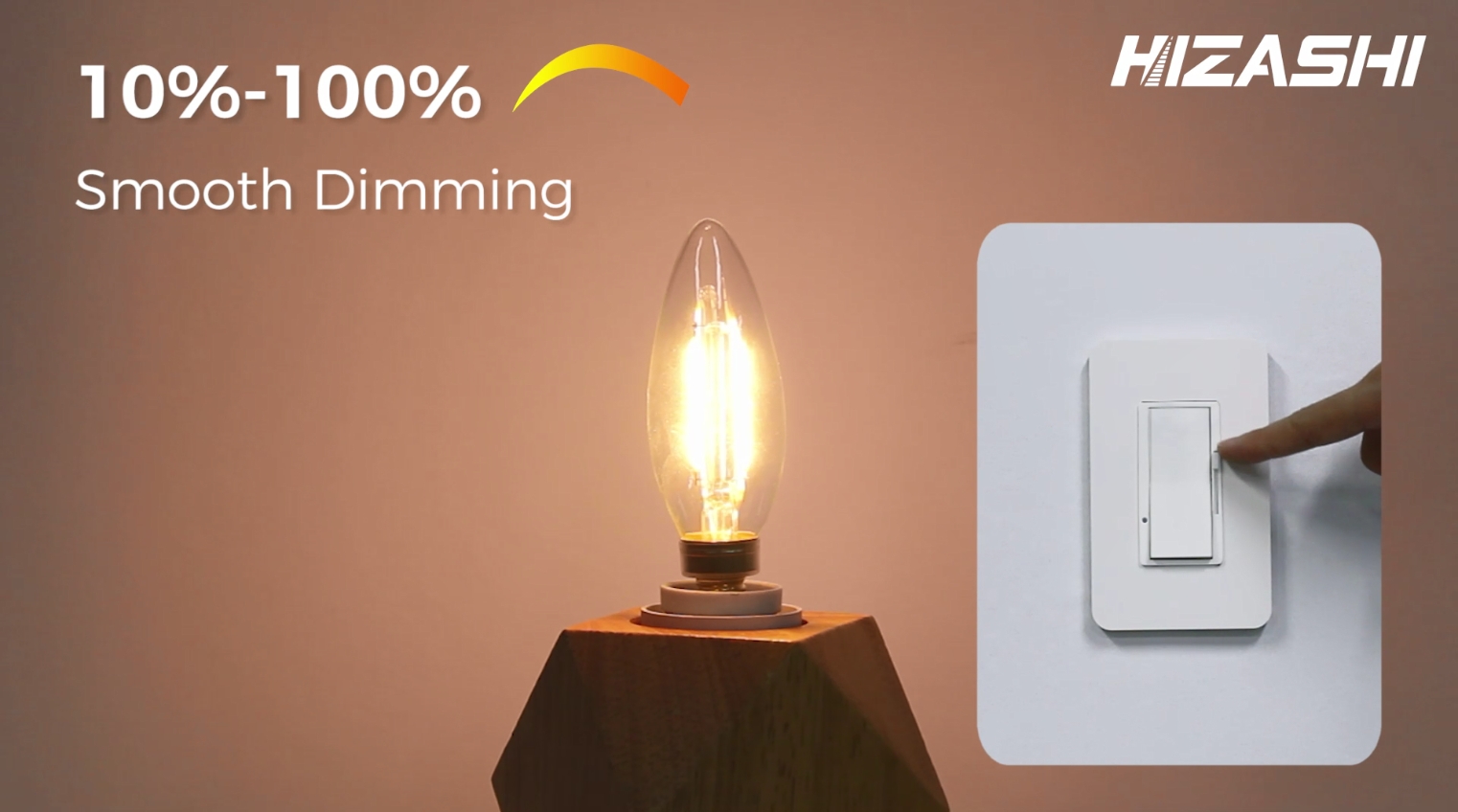 Hizashi Fully Dimmable 90+ CRI 2W LED Candelabra Bulb 2700K Warm