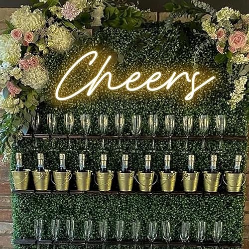 Miniatura 2 de Letrero de neón de Cheers alimentado por USB con interruptor regulable, letrero de luz LED de neón para decoración de fondo de pared, letrero de