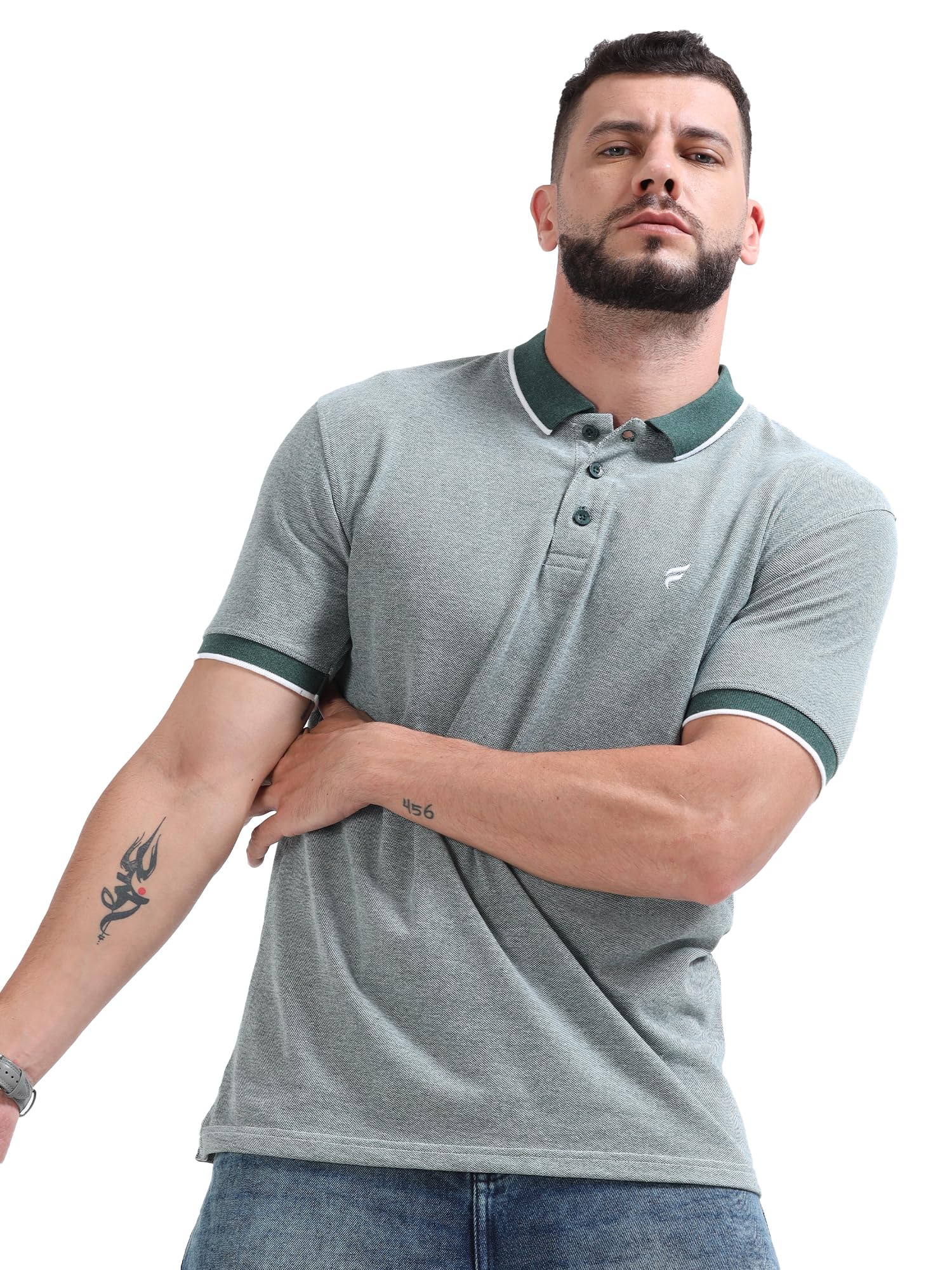 fanideazMens Half Sleeve Cotton Bird Eye Textured Branded Polo T-Shirt for Mens Stylish Tshirt for Men Regular fit Half Sleeve Classic Collar Polo Tshirt